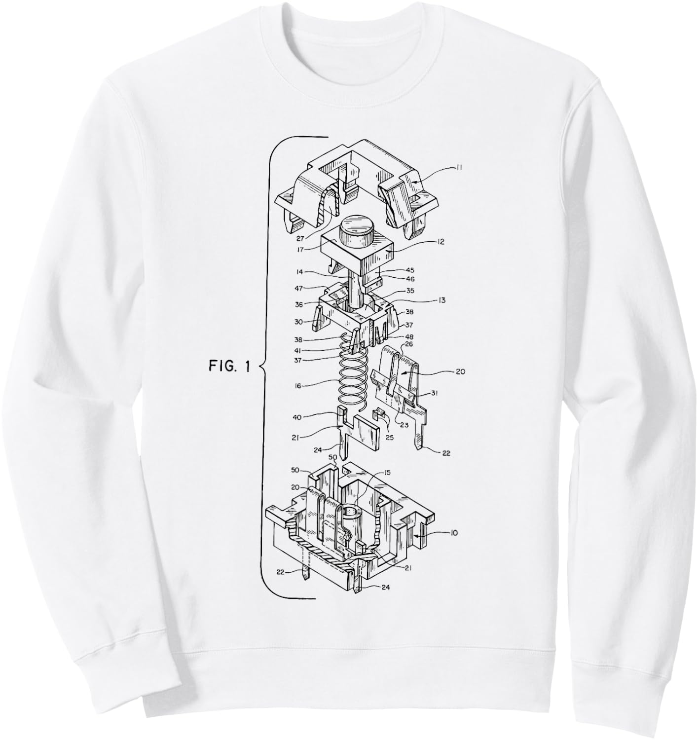 Mechanical Keyboard Key Patent Design Drawing Sweatshirt - Sweatshirt | White