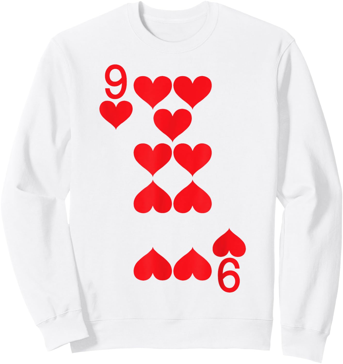 9 of Hearts - Playing Card Halloween Costume Sweatshirt - Sweatshirt | White