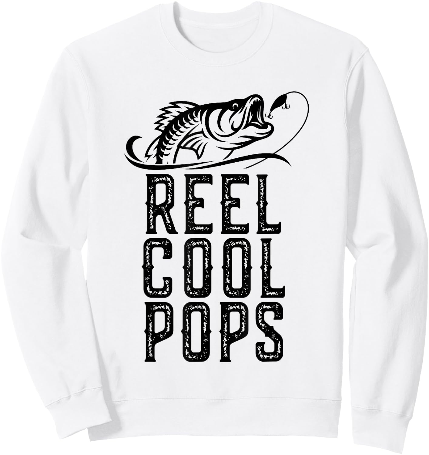 Reel Cool Pops Fishing Fisherman Funny Grandpa Retro Sweatshirt - Sweatshirt | White