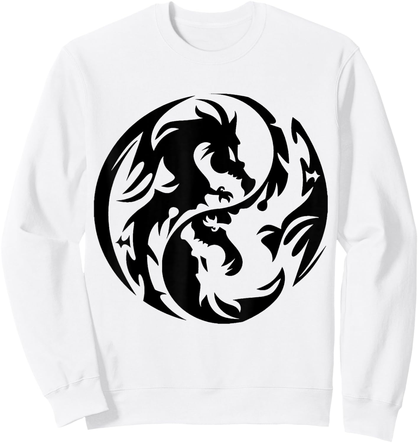 Tribal Yin Yang Dragons Sweatshirt - Sweatshirt | White