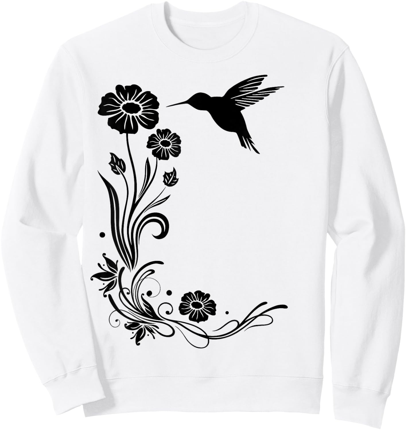 Summer Shirt. Hummingbird with flowers Colibri. Sweatshirt - Sweatshirt | White