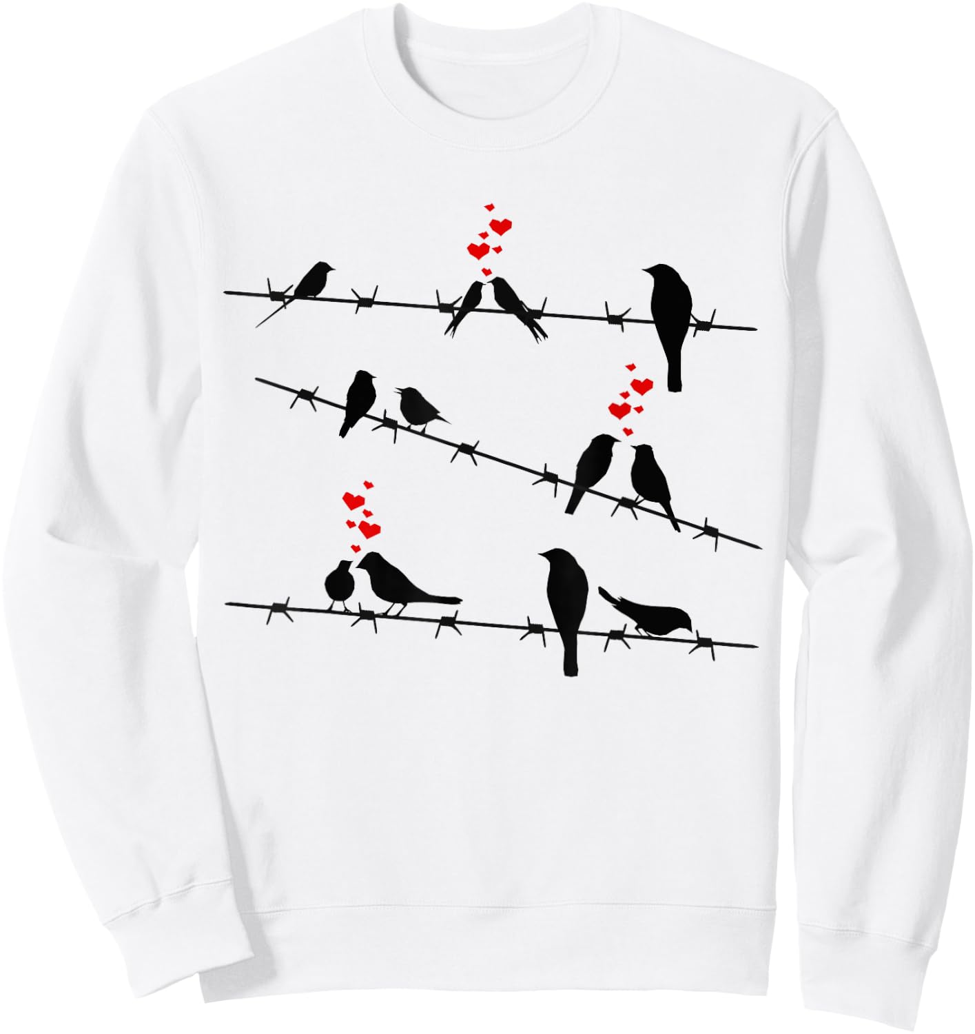 Cute Birds on a Wire Sweatshirt - Sweatshirt | White