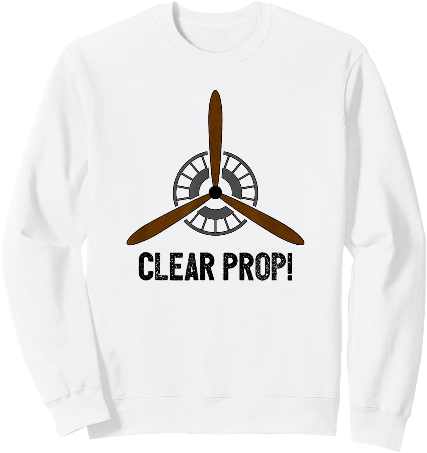 Clear Prop Aviation Airplane Pilot Propeller Sweatshirt - Sweatshirt | White