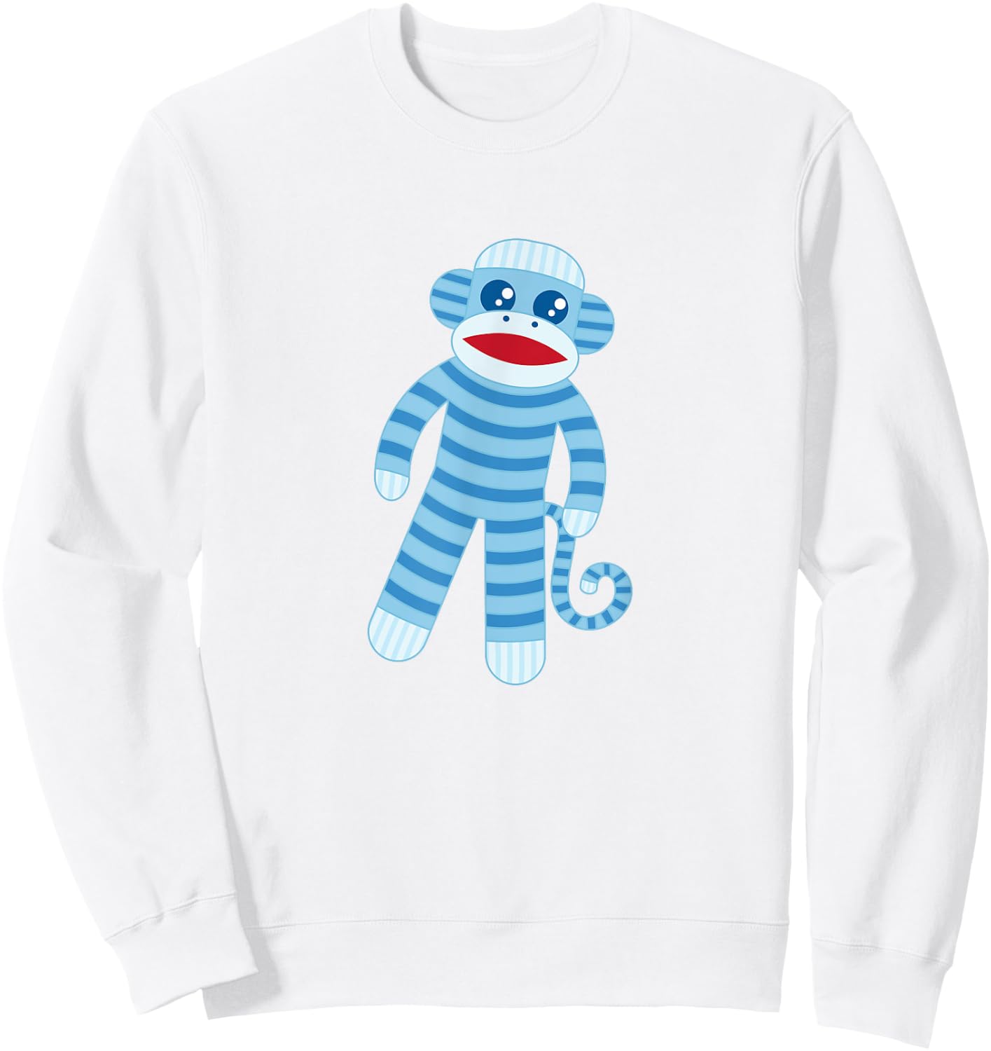 Cute Blue Striped Sock Monkey Sweatshirt - Sweatshirt | White