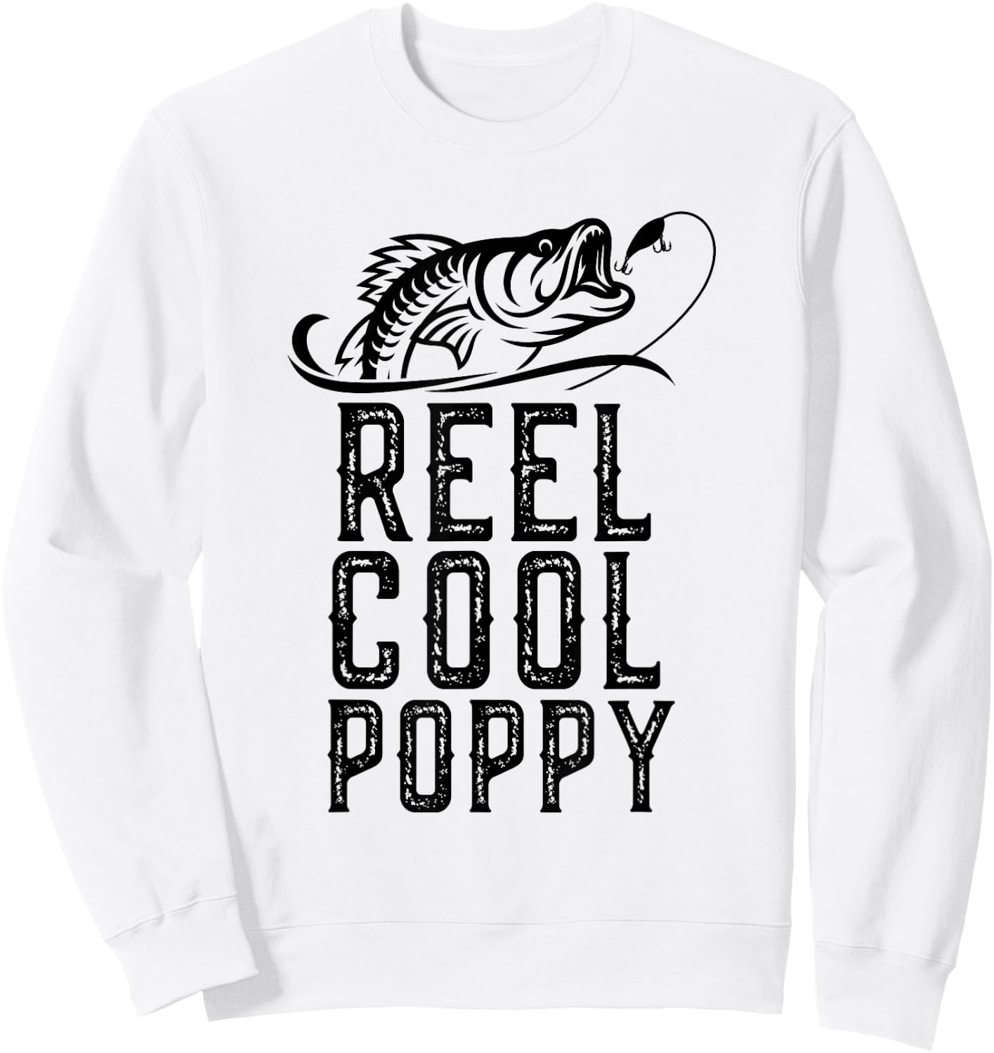 Reel Cool Poppy Fishing Fisherman Funny Grandpa Retro Sweatshirt - Sweatshirt | White