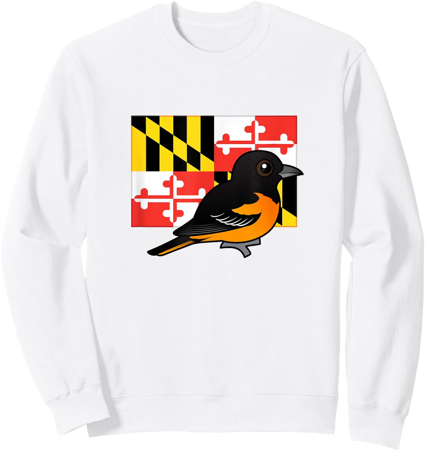 State Birdorable of Maryland: Cute Baltimore Oriole Sweatshirt - Sweatshirt | White