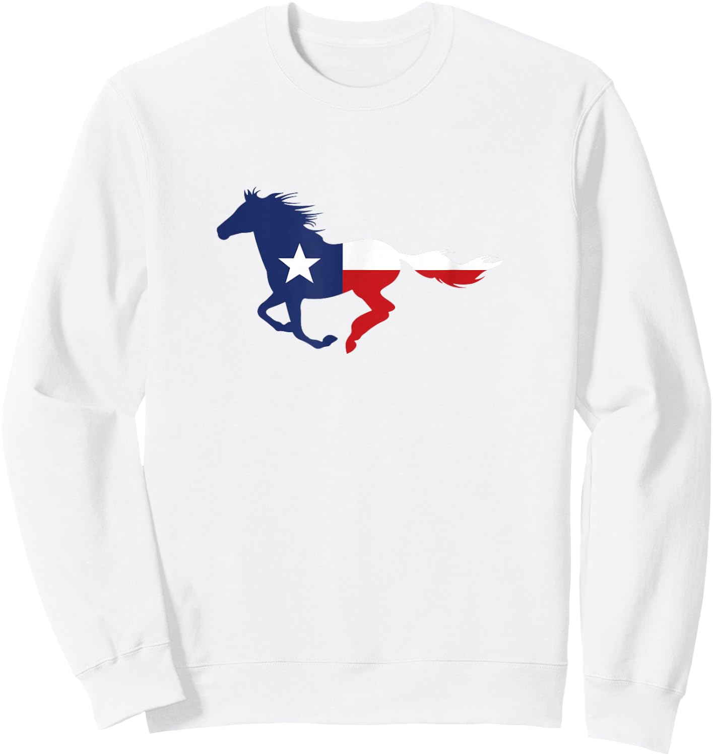 Texas State Flag Running Horse Sweatshirt - Sweatshirt | White