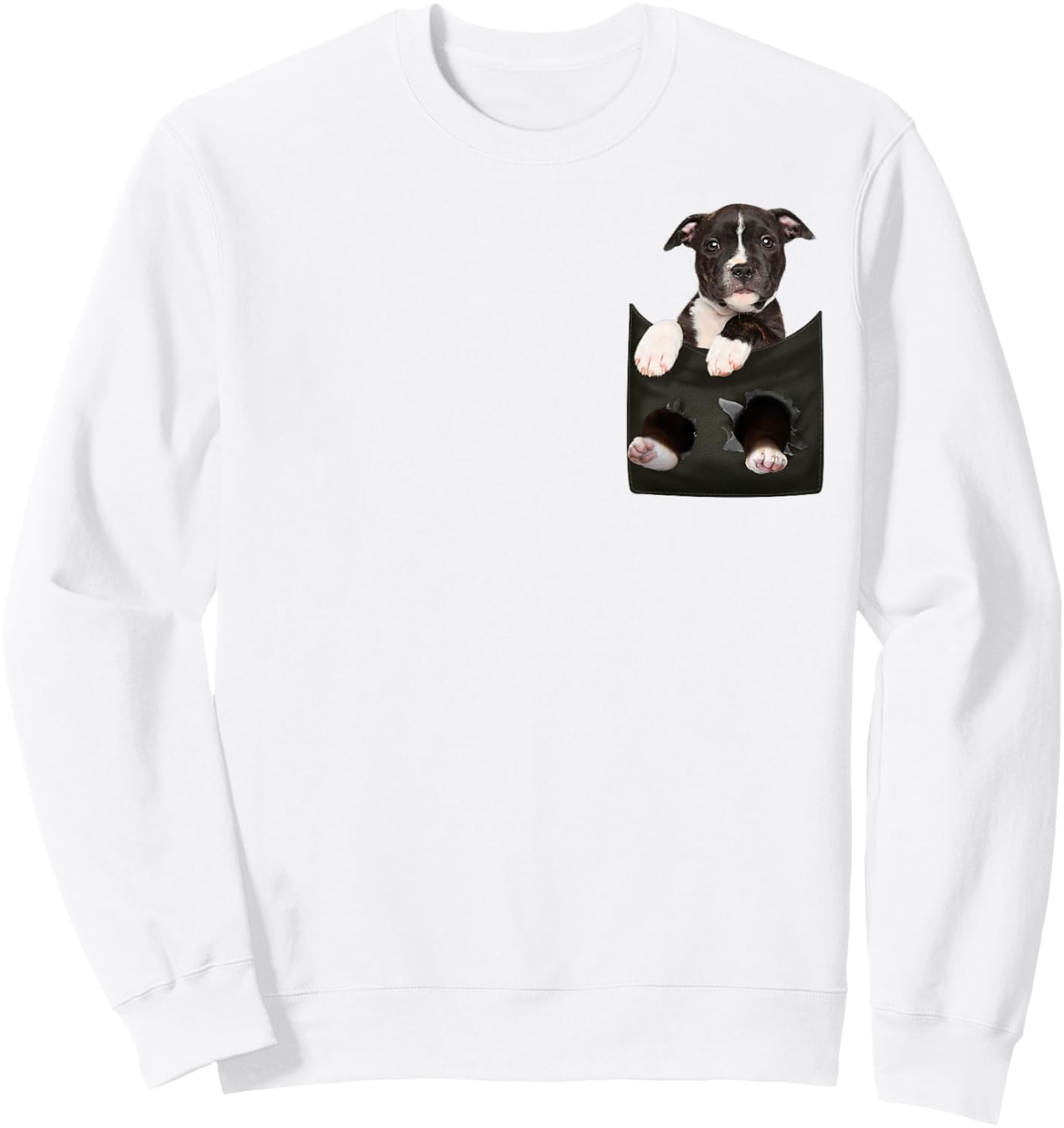 Pitbull In Pocket Puppy T Shirt Sweatshirt - Sweatshirt | White