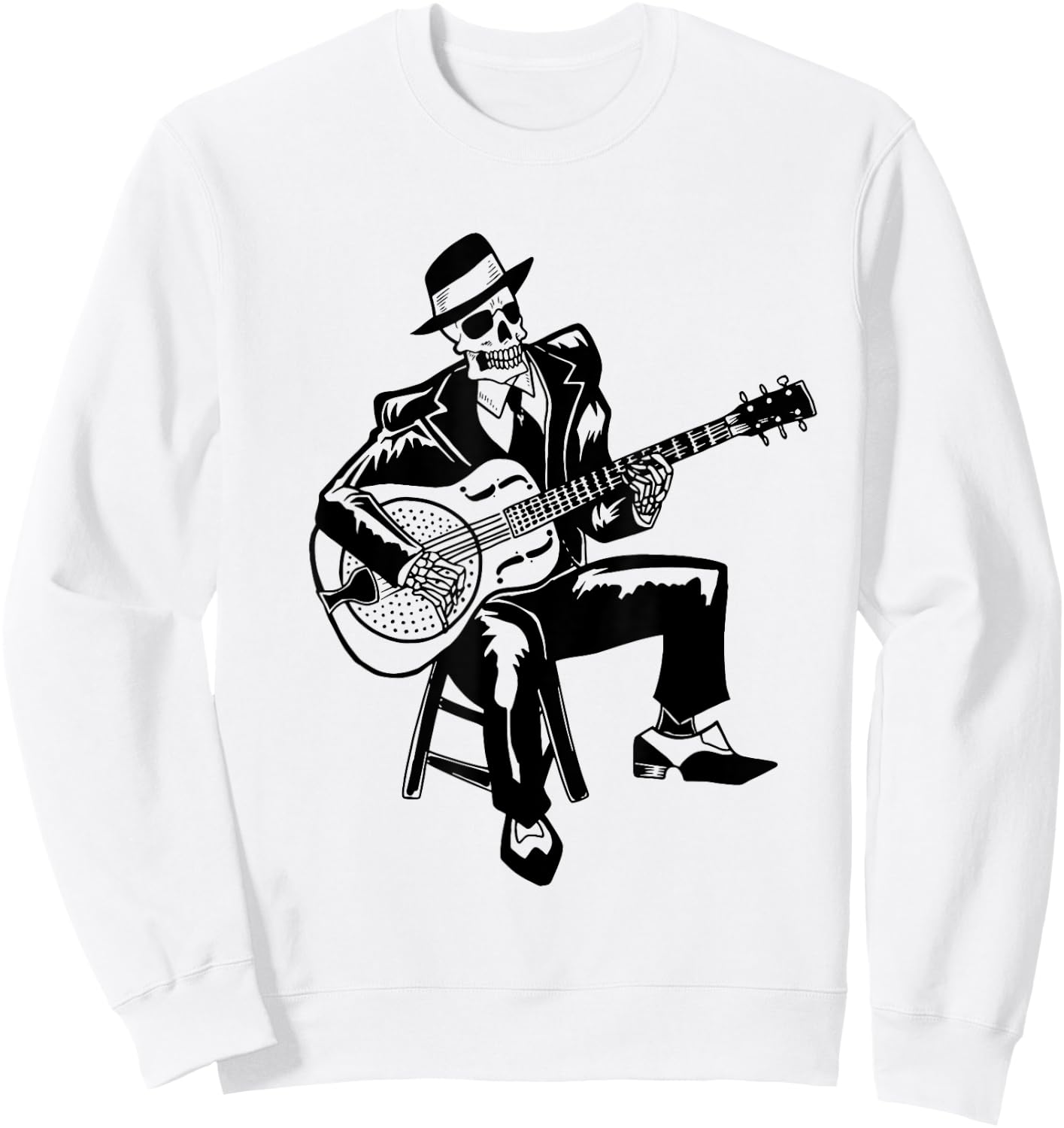 Skeleton Guitar Player Bluesman Vintage Blues Guitarist Sweatshirt - Sweatshirt | White