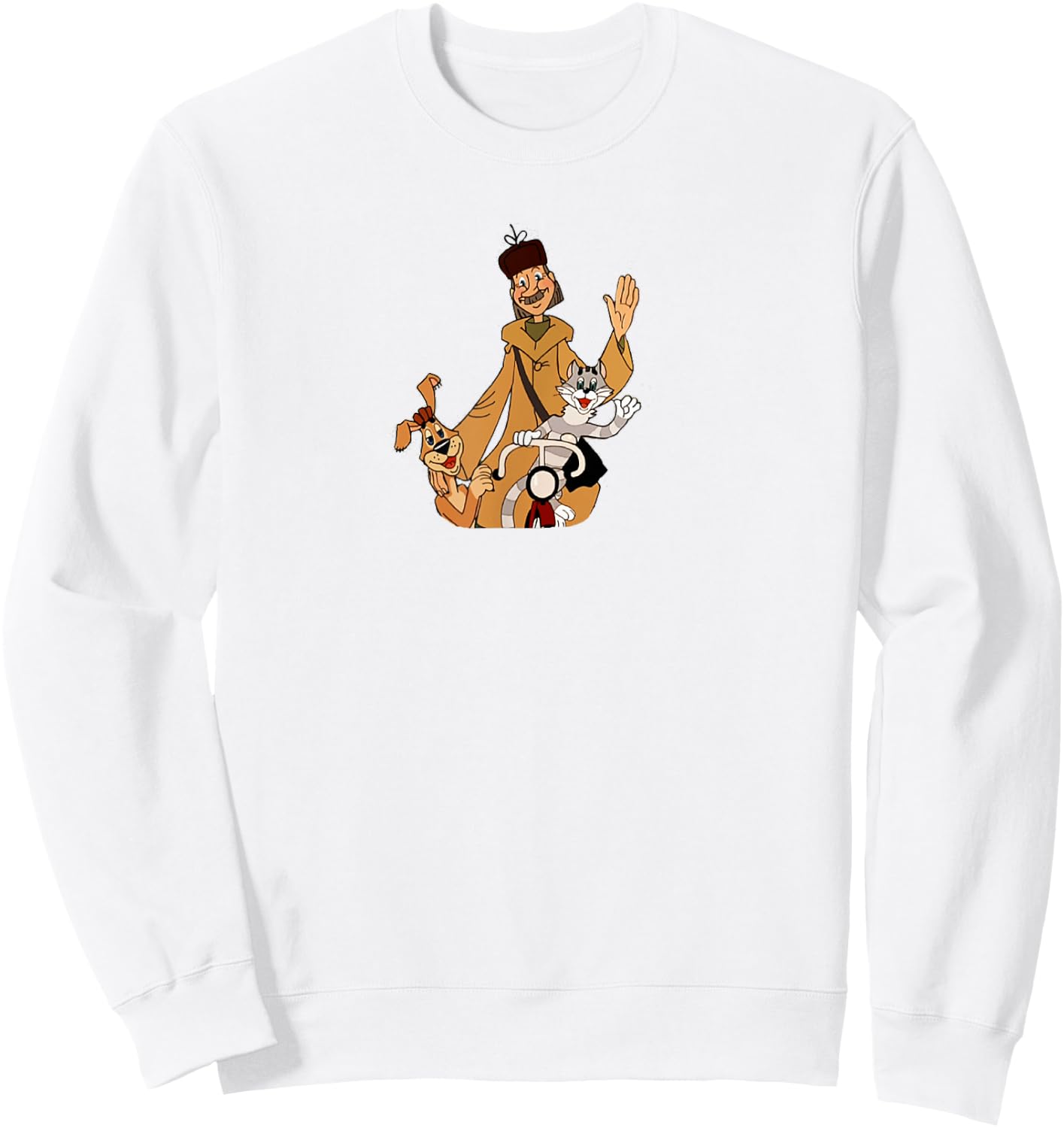 "Pochtalion Pechkin" Troye iz Prostokvashino Russian Cartoon Sweatshirt - Sweatshirt | White