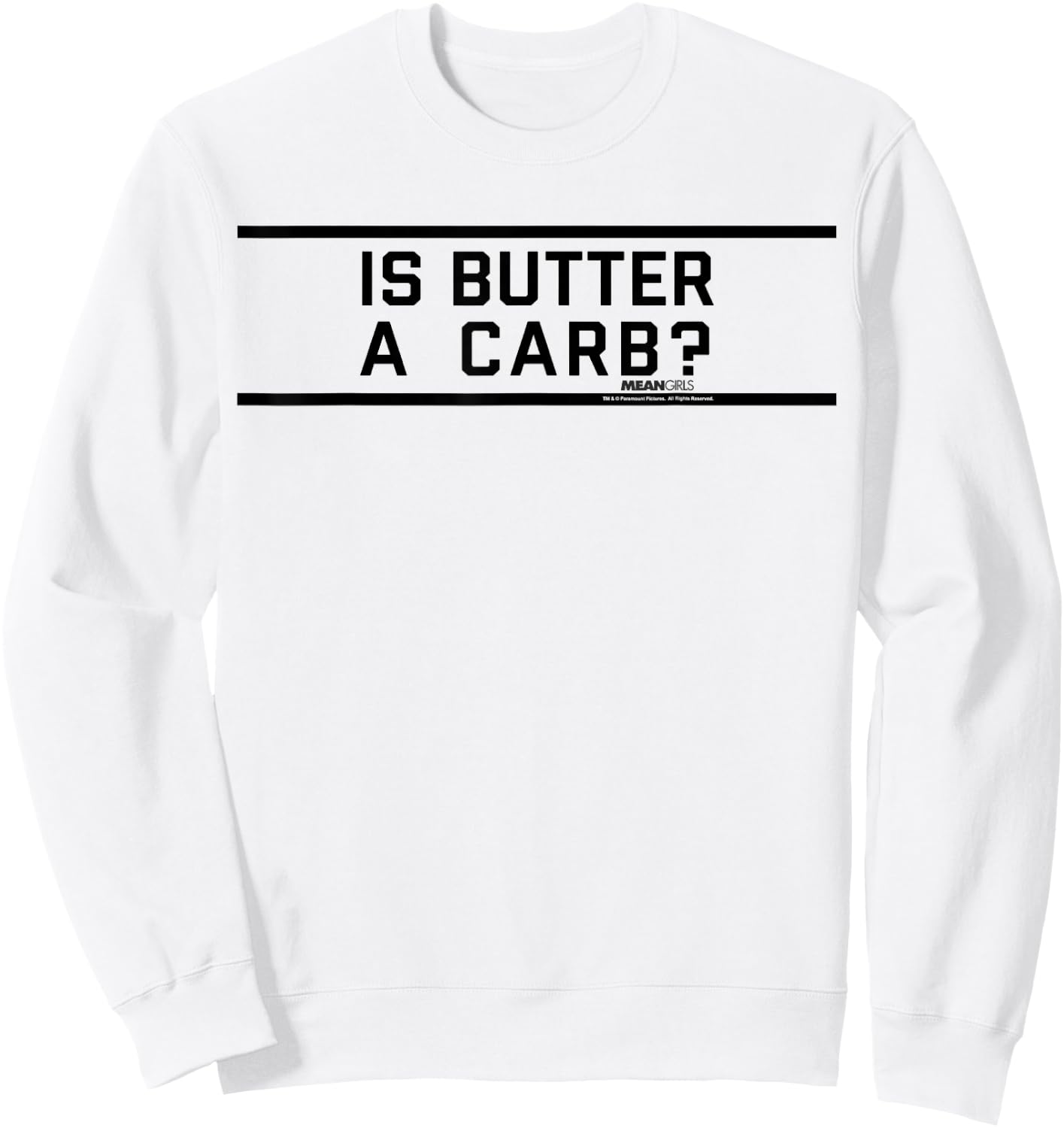 Mean Girls Is Butter A Carb Striped Graphic Sweatshirt - Sweatshirt | White