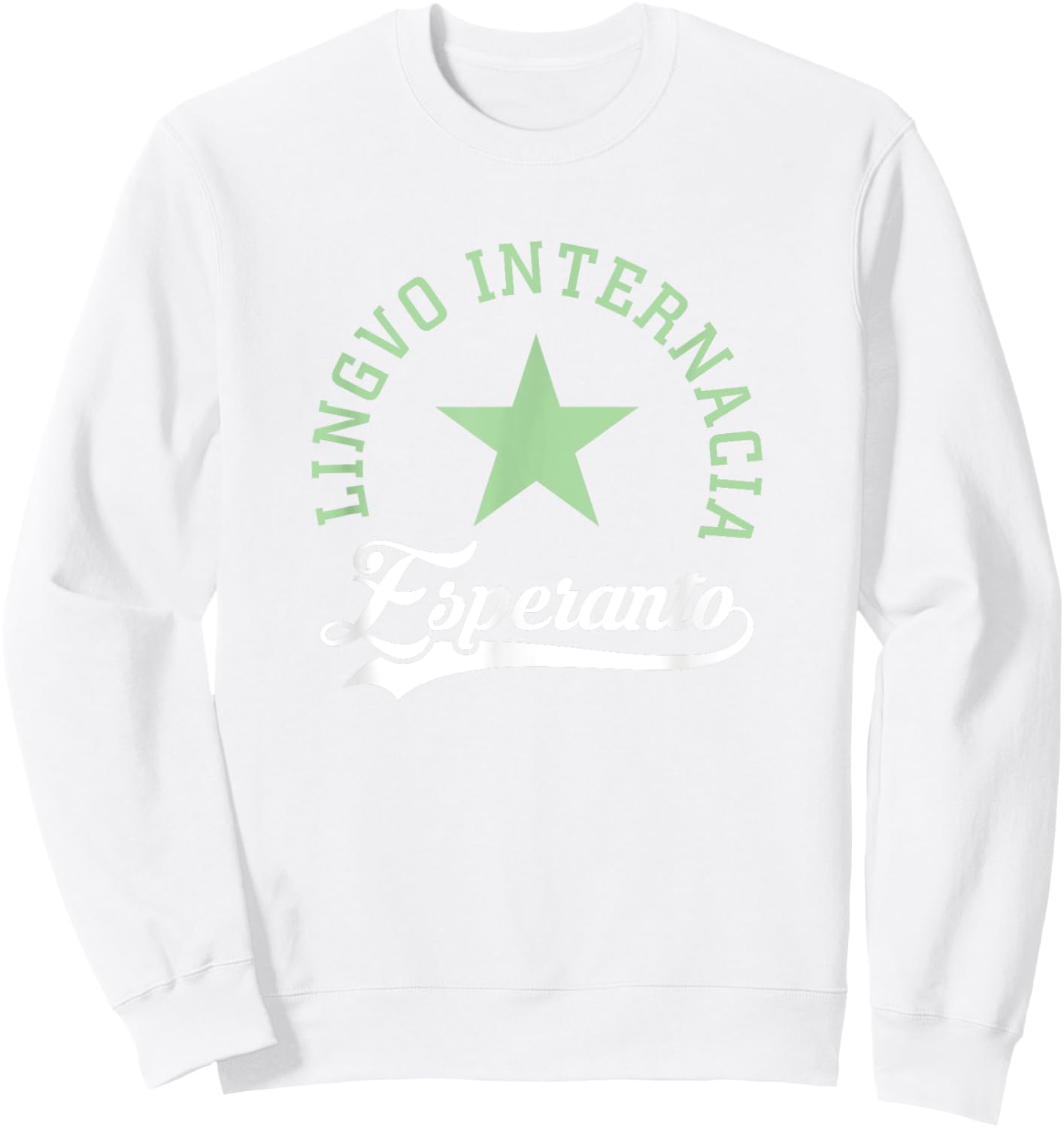 Verda Stelo Esperanto Women's Esperanto Lingvo Internacia Athletic Modern Green Short Sleeve Sweatshirt - Sweatshirt | White