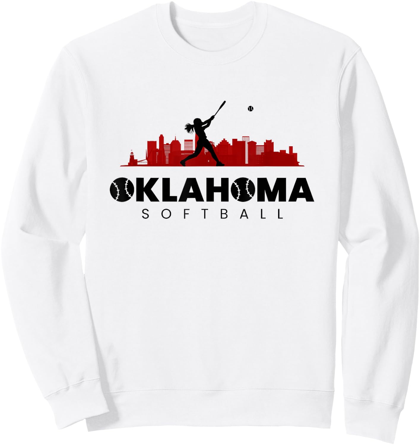 Oklahoma Softball Vintage Minimalist City Softball Lover Sweatshirt - Sweatshirt | White