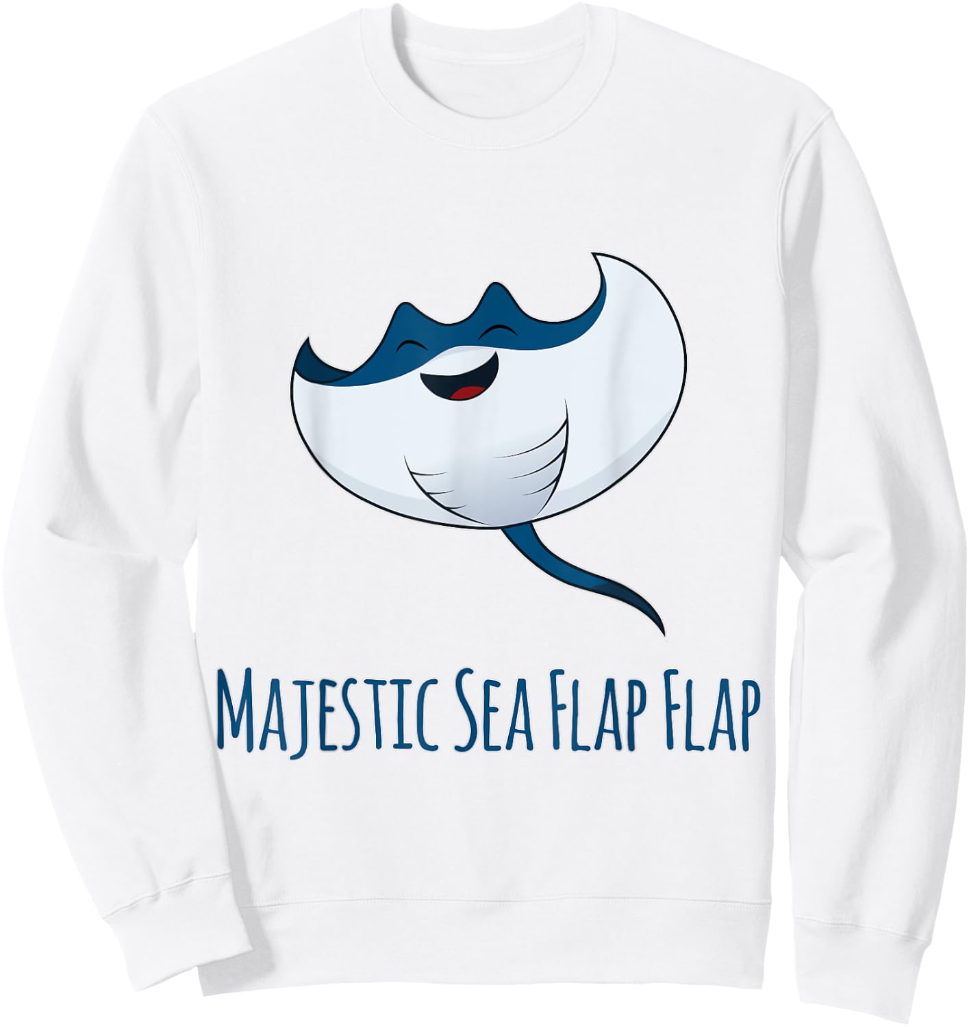 Manta Ray Majestic Sea Flap Flap Short Sleeved Sweatshirt - Sweatshirt | White