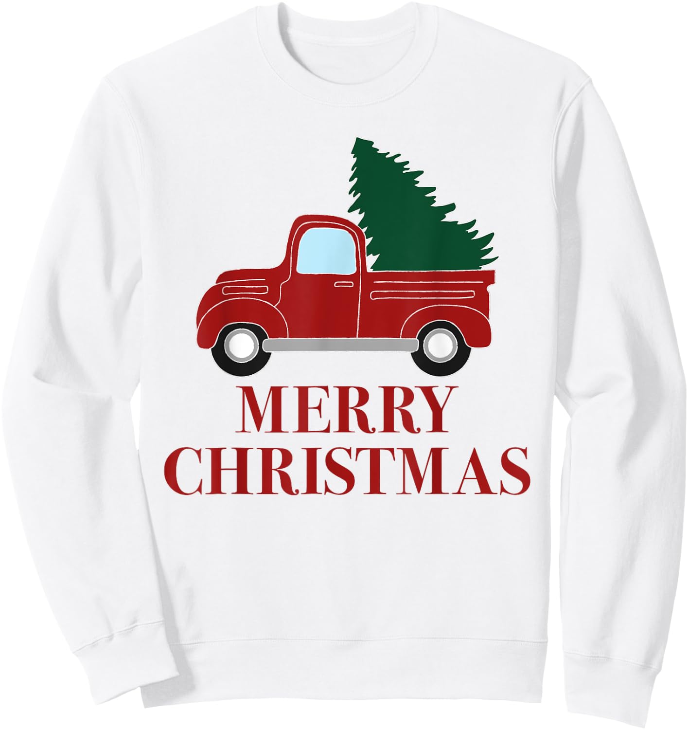Vintage Red Truck with Christmas Tree Sweatshirt - Sweatshirt | White