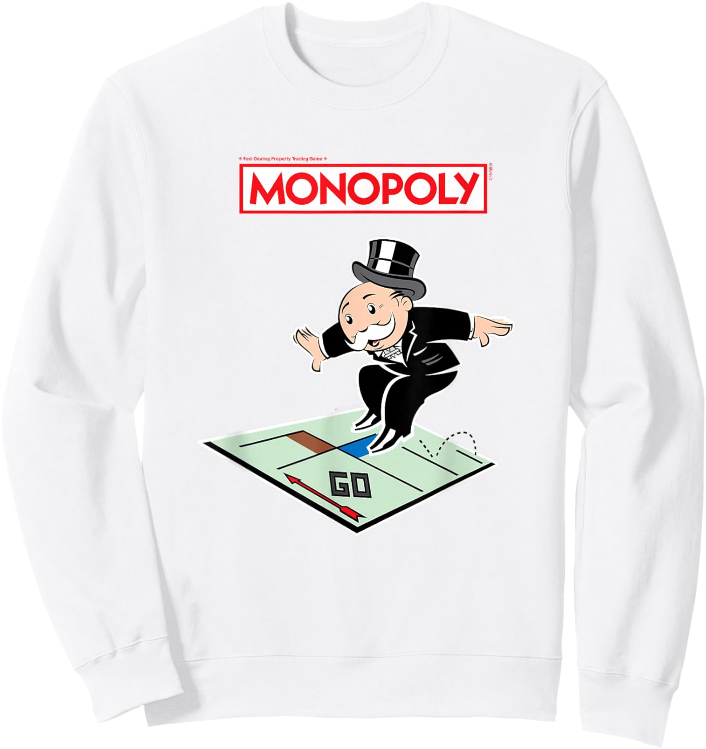 Monopoly Rich Uncle Surfing Board Game Sweatshirt - Sweatshirt | White