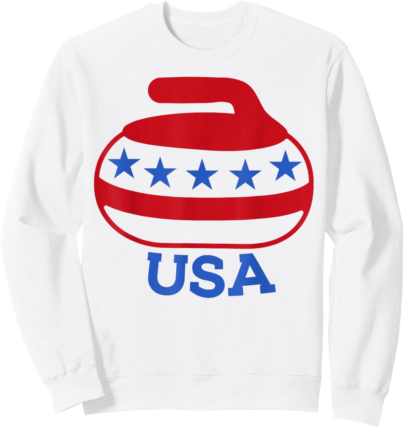 Curling USA Team Support Red, White, and Blue Pride Sweatshirt - Sweatshirt | White