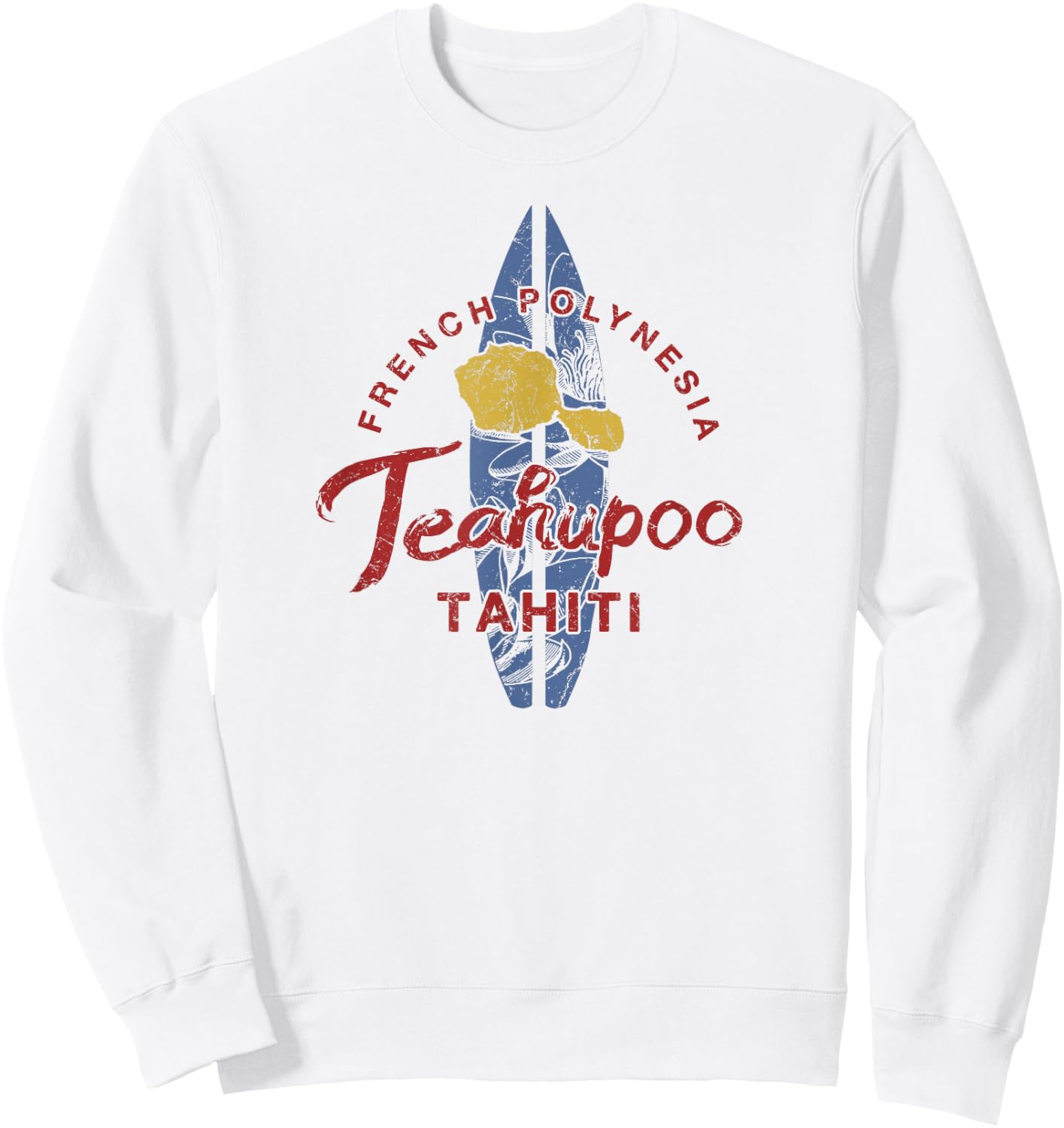 Tahiti Teahupoo Surfing French Polynesian Vintage Sweatshirt - Sweatshirt | White