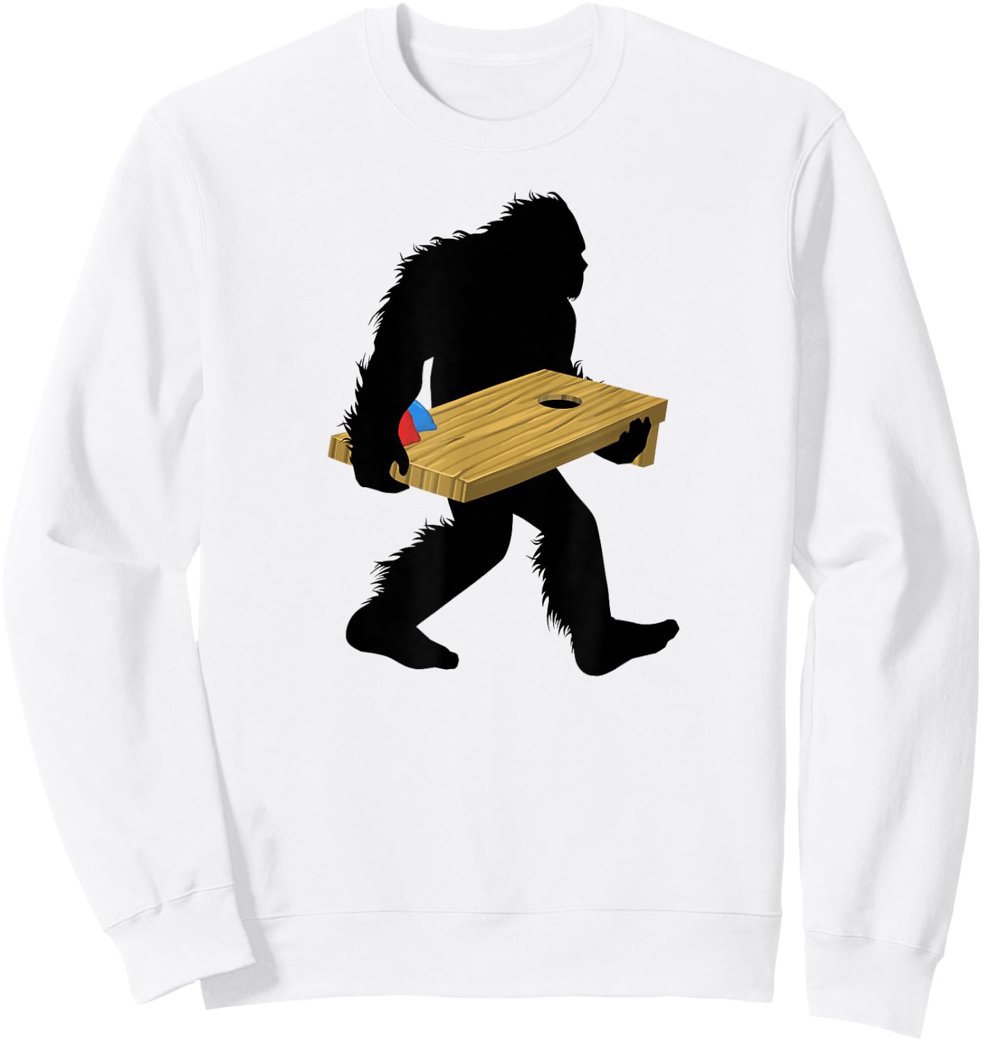 Bigfoot Cornhole , Cryptid Sasquatch Apparel Sweatshirt - Sweatshirt | White