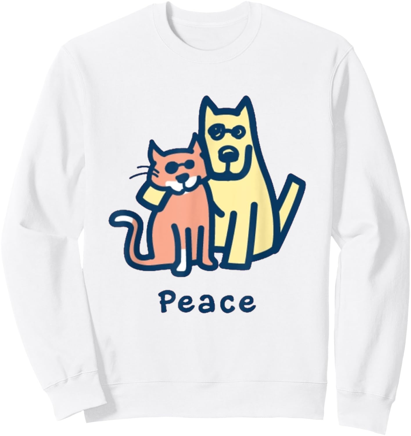 Cat Mom Dog Mom Peace Together I Love Pets Sweatshirt - Sweatshirt | White
