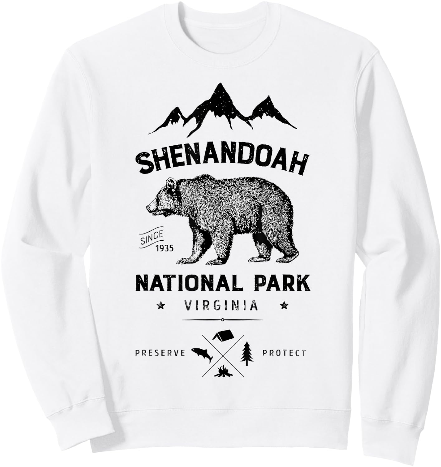 Shenandoah National Park T Shirt Bear Virginia Vintage Gifts Sweatshirt - Sweatshirt | White