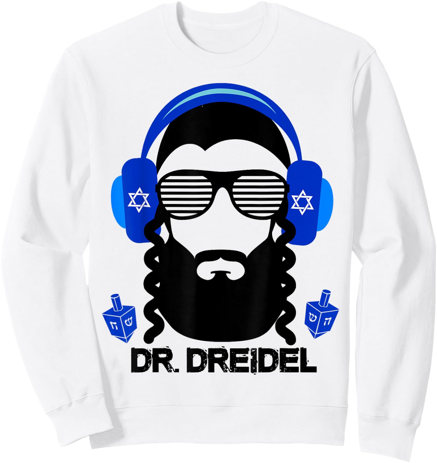 Funny Hanukkah Hebrew Rapper DJ Chanukah Dr. Dreidel Gift Sweatshirt - Sweatshirt | White