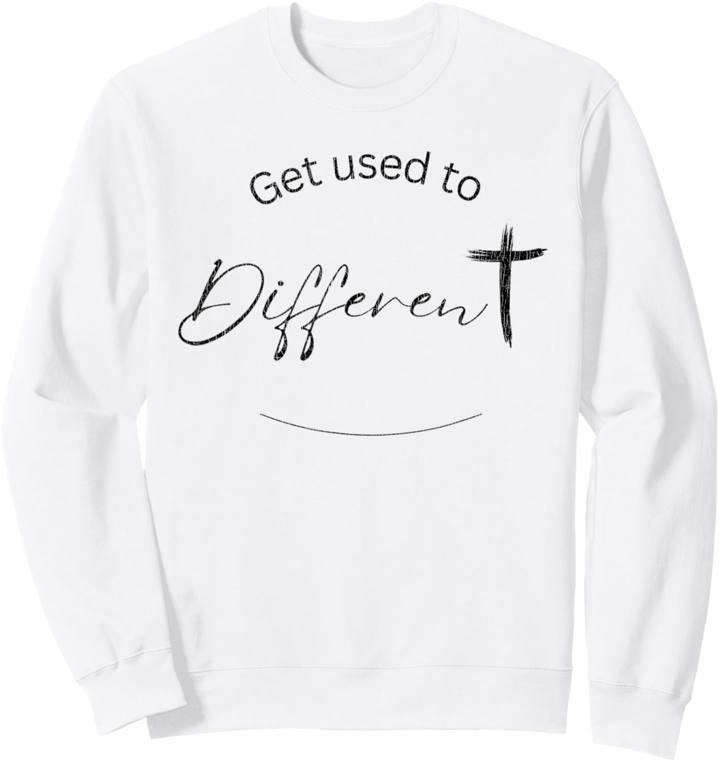 Vintage Get Used to Different The Chosen Cross Sweatshirt - Sweatshirt | White