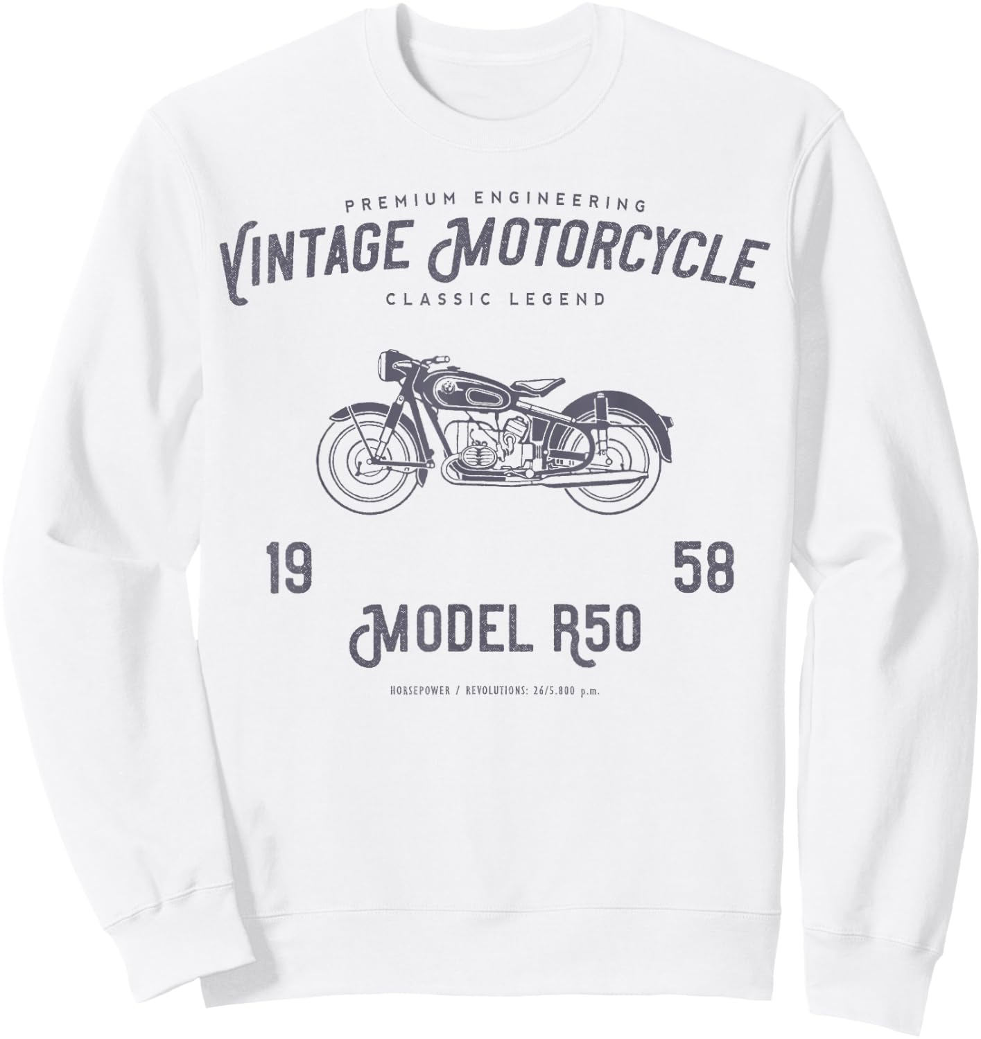 Retro Motorcycle T Shirt, Original Vintage Design Sweatshirt - Sweatshirt | White