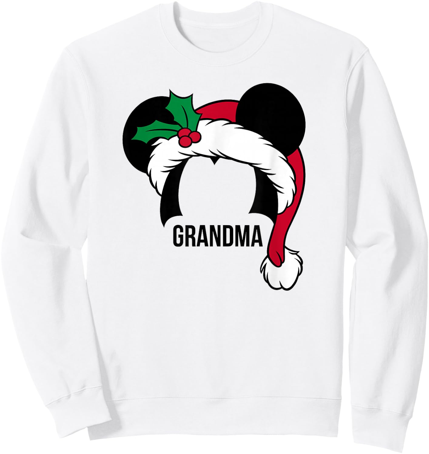 Disney Mickey Mouse Ears Santa Hat GRANDMA Holiday Sweatshirt - Sweatshirt | White