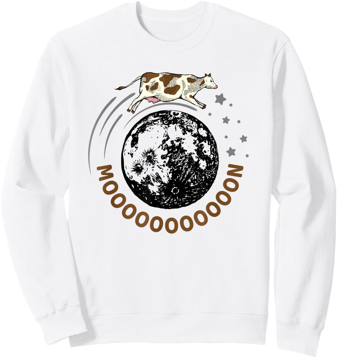 Cow Jumps Over Moon, Astronomy Moon Moo Pun Sweatshirt - Sweatshirt | White