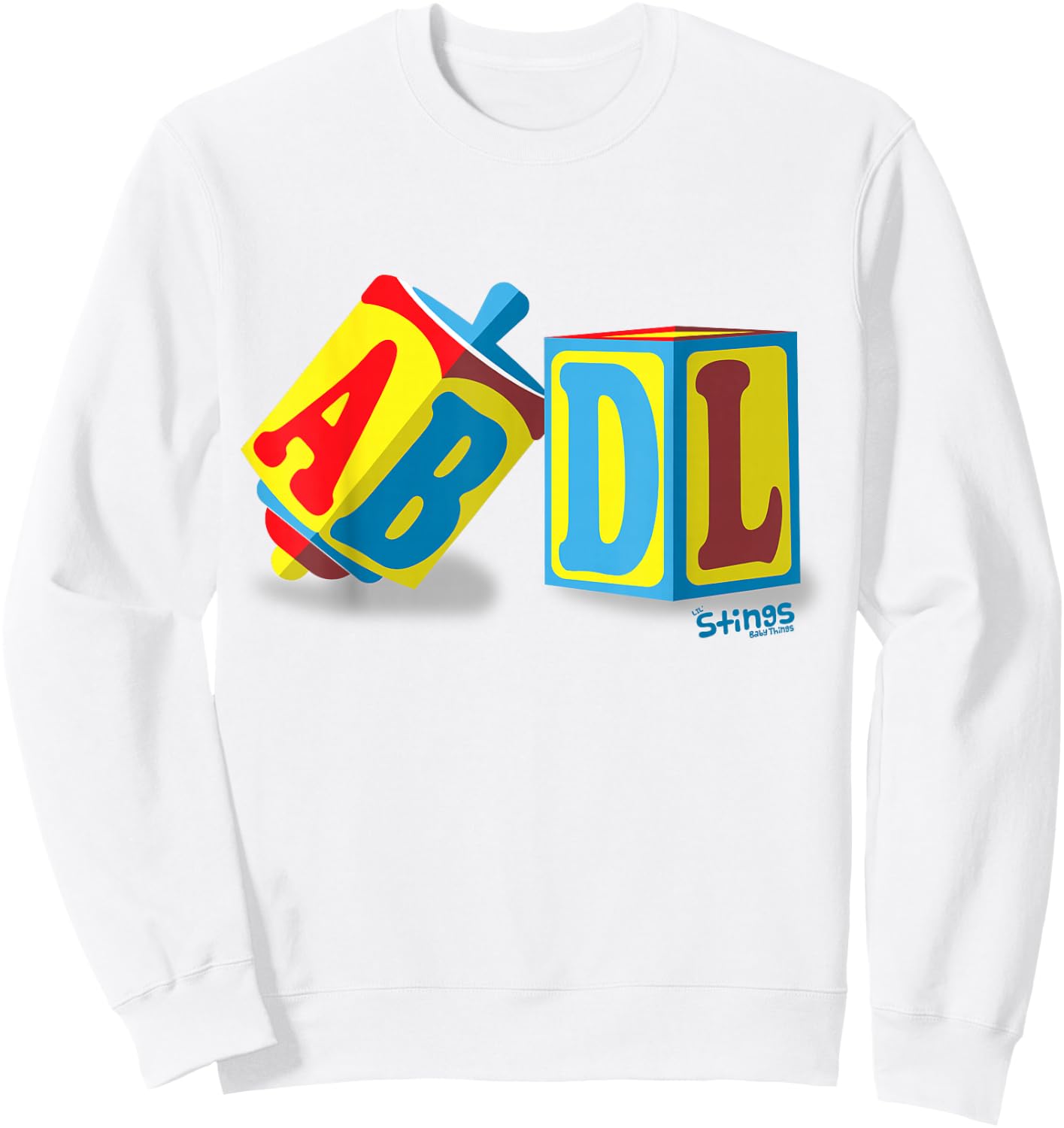 ABDL Adult Baby Blocks All Over - Lil' Stings Sweatshirt - Sweatshirt | White