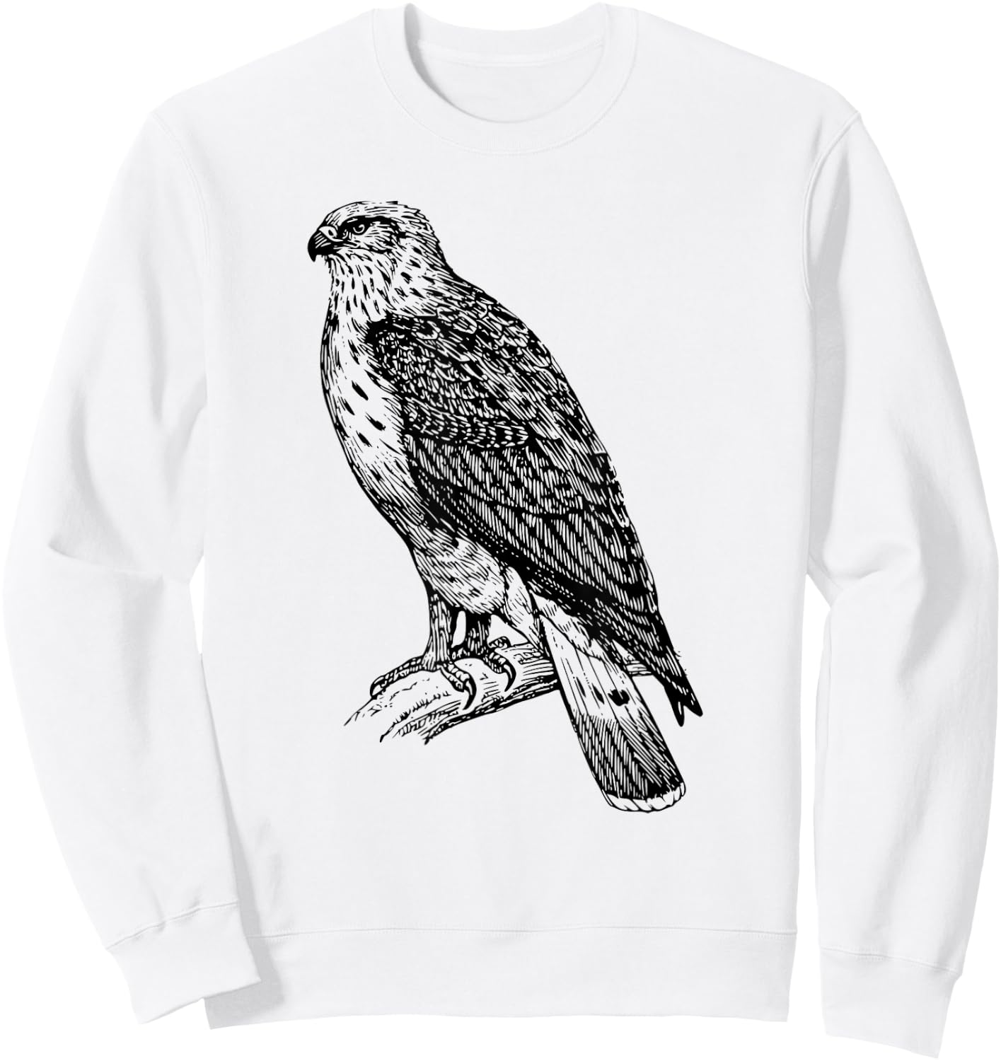 Hawk Ornithology Shirt Black Line Drawing Sweatshirt - Sweatshirt | White