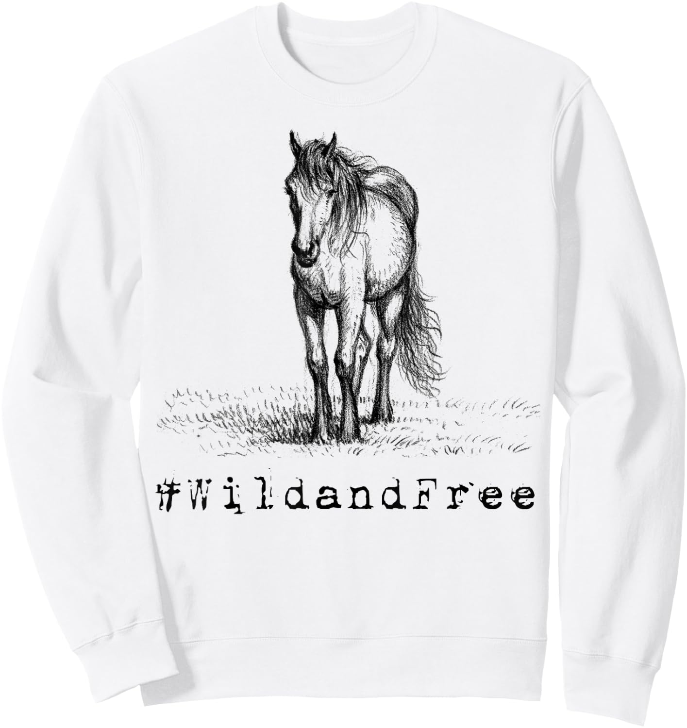 #WildandFree Wild and Free Horse Shirt Sweatshirt - Sweatshirt | White