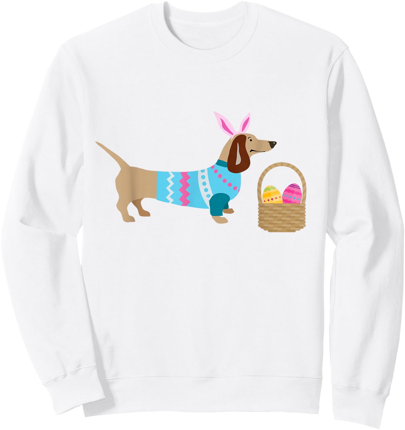 Weiner Daschund Easter Doxie in Dog Dress Men Women Kids Sweatshirt - Sweatshirt | White