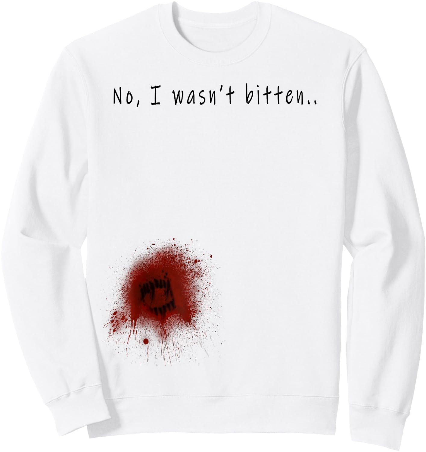 Funny Zombie Bite Halloween T shirt Bitten Injury Men Women Sweatshirt - Sweatshirt | White