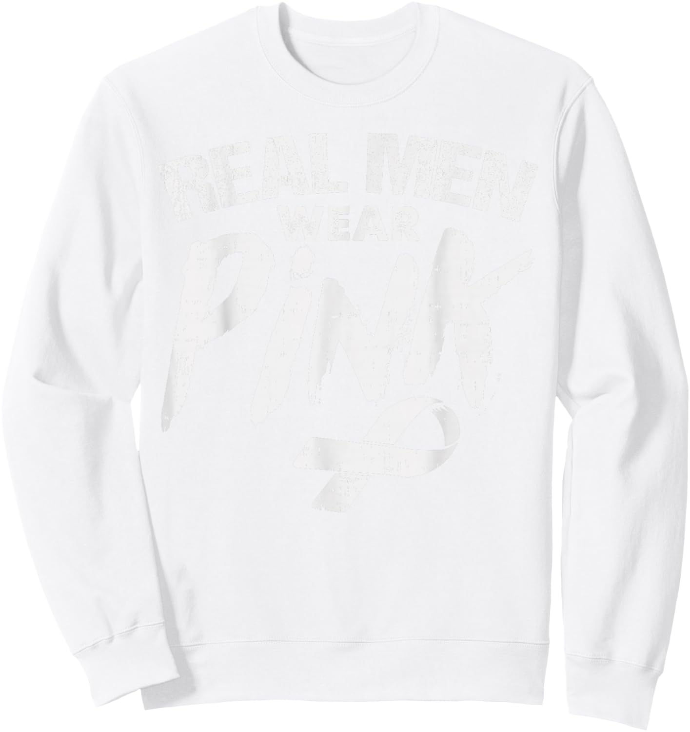 Breast Cancer Shirt Male Tough Guys Wear Pink Ribbon Support Sweatshirt - Sweatshirt | White