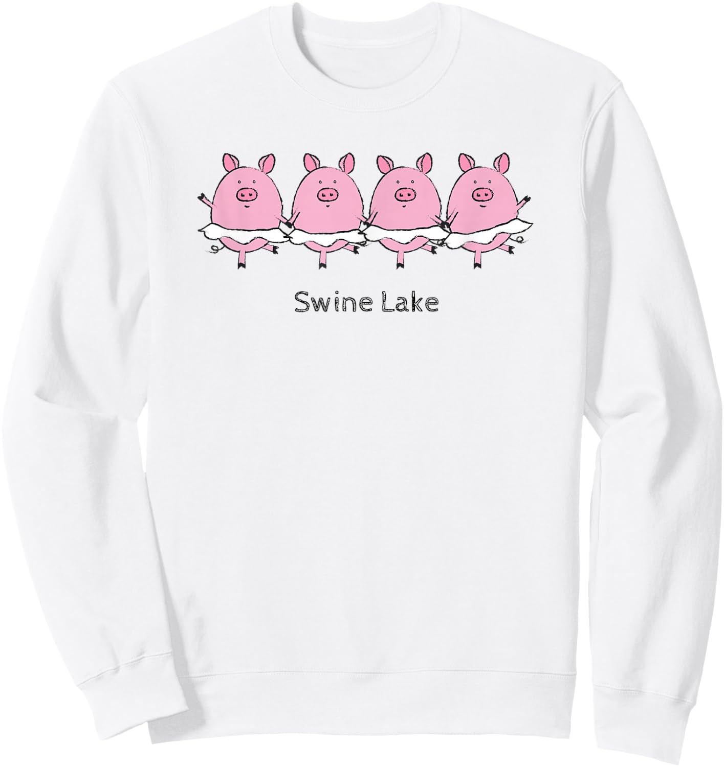 [Swine Lake] Swan Lake Funny Ballet Pig Sweatshirt - Sweatshirt | White