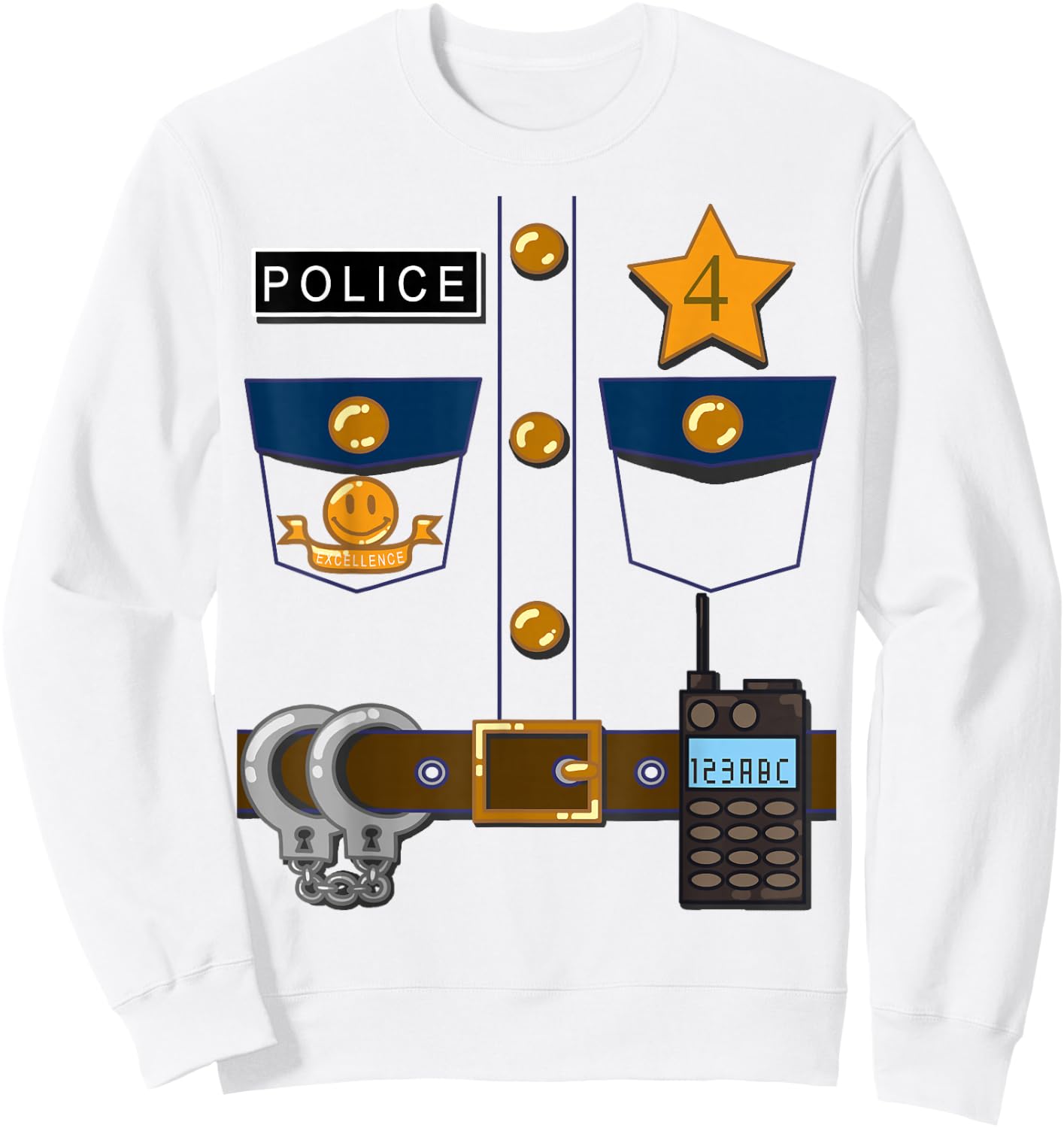 Policeman Costume Funny Birthday 4 Year Old T Shirt Sweatshirt - Sweatshirt | White