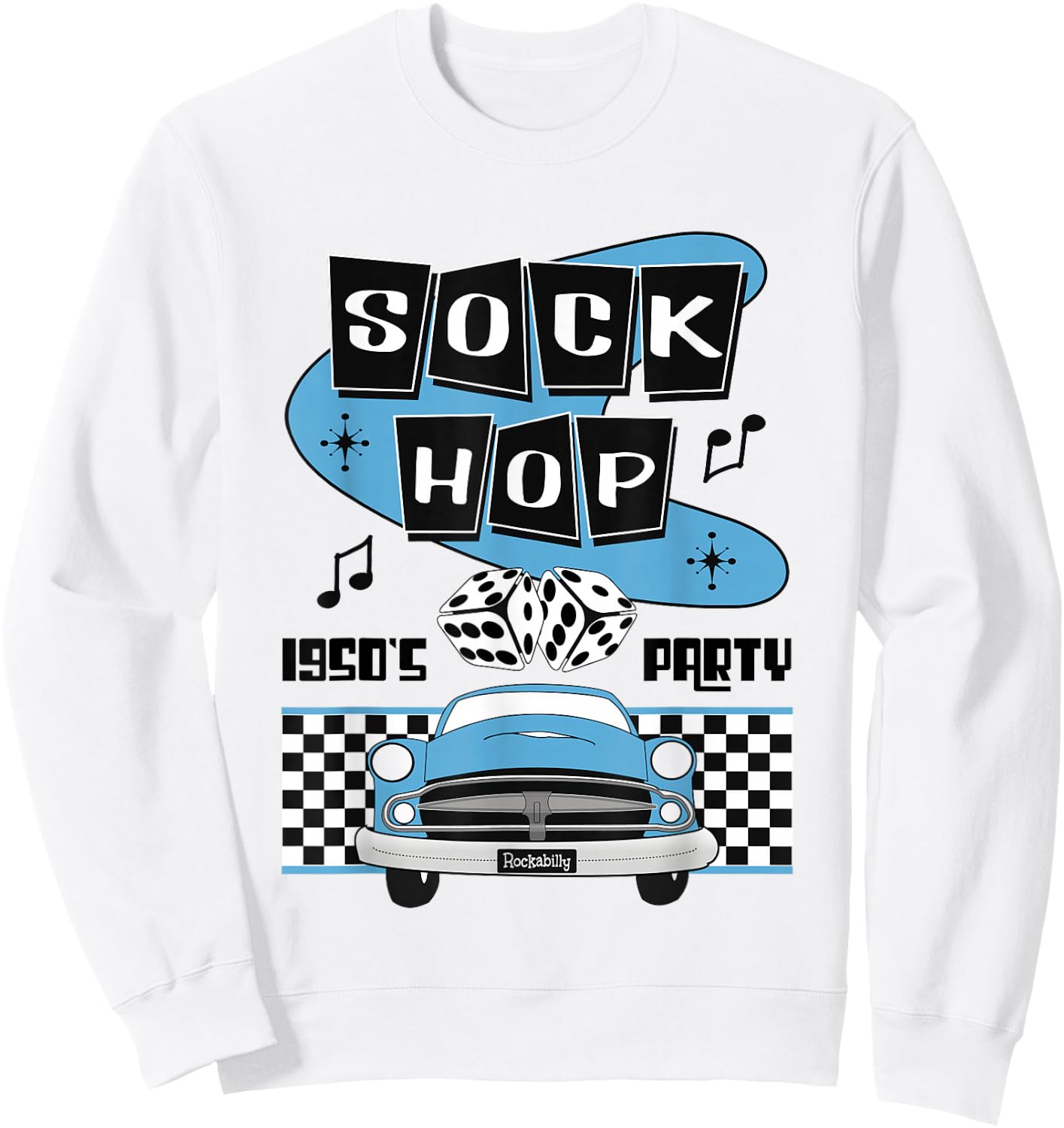 50s Sock Hop Dance Rock N Roll Shirt Rockabilly Classic Car Sweatshirt - Sweatshirt | White