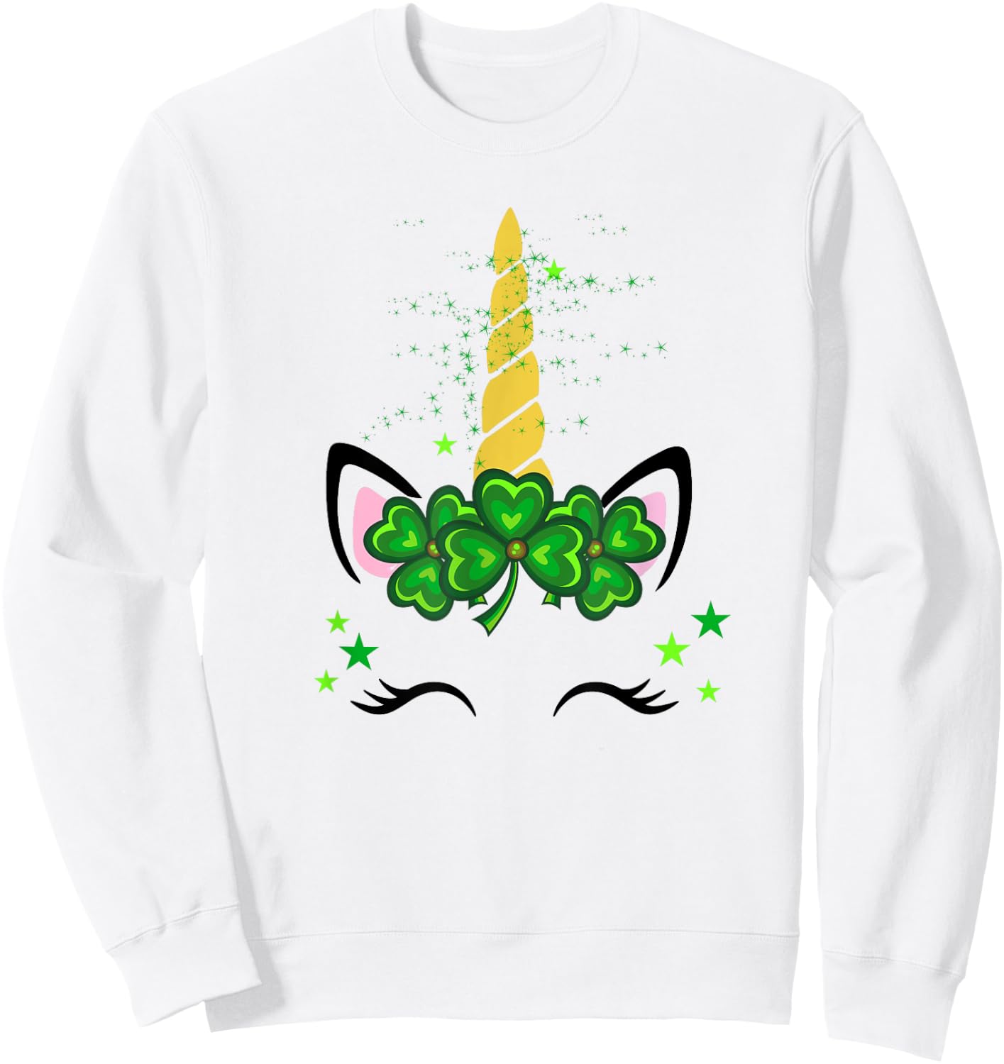 St. Patrick's Day Irish Unicorn face Men Women kids Sweatshirt - Sweatshirt | White