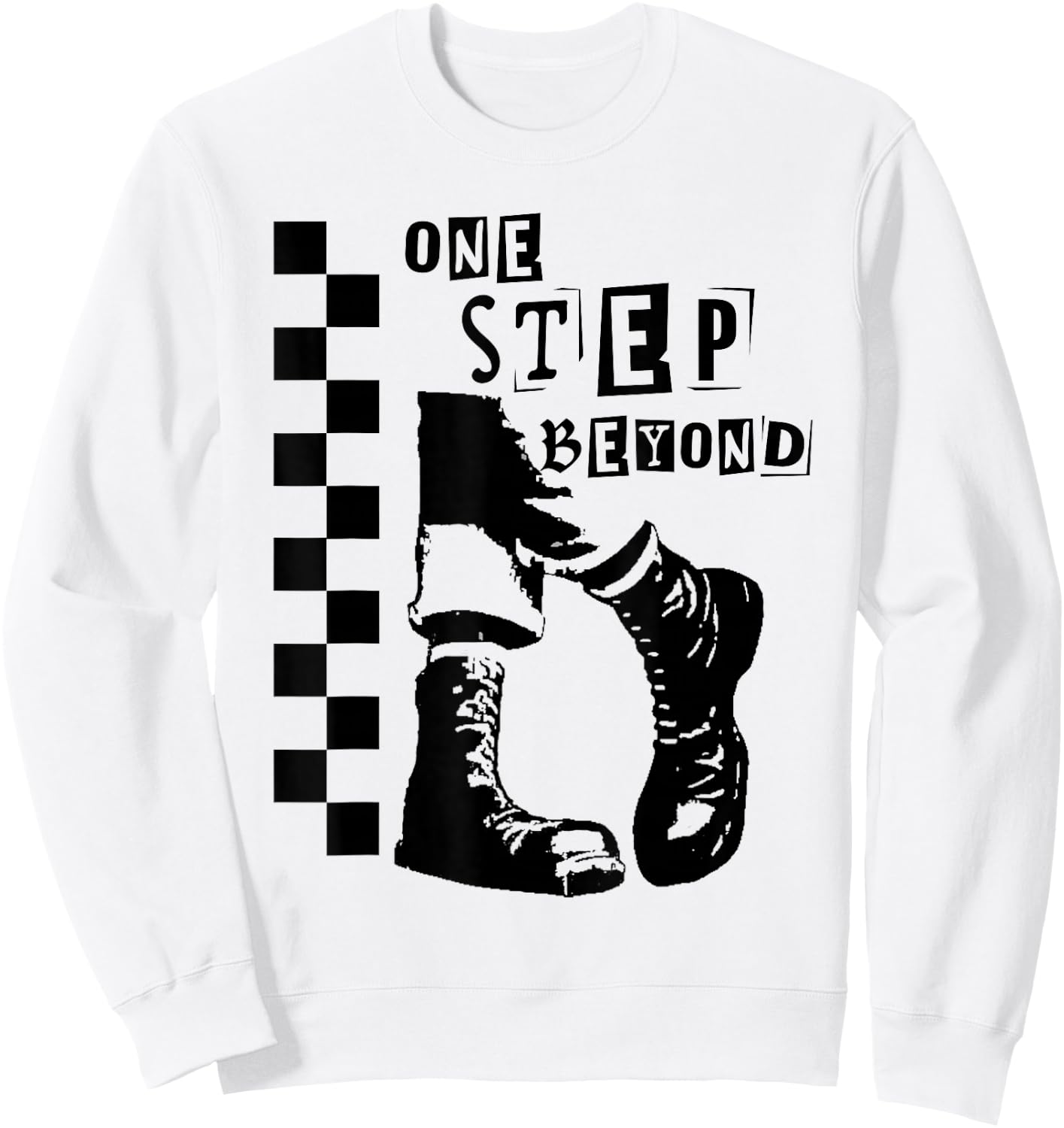 2 Tone Ska One Step Beyond Music Checkerboard Sweatshirt - Sweatshirt | White