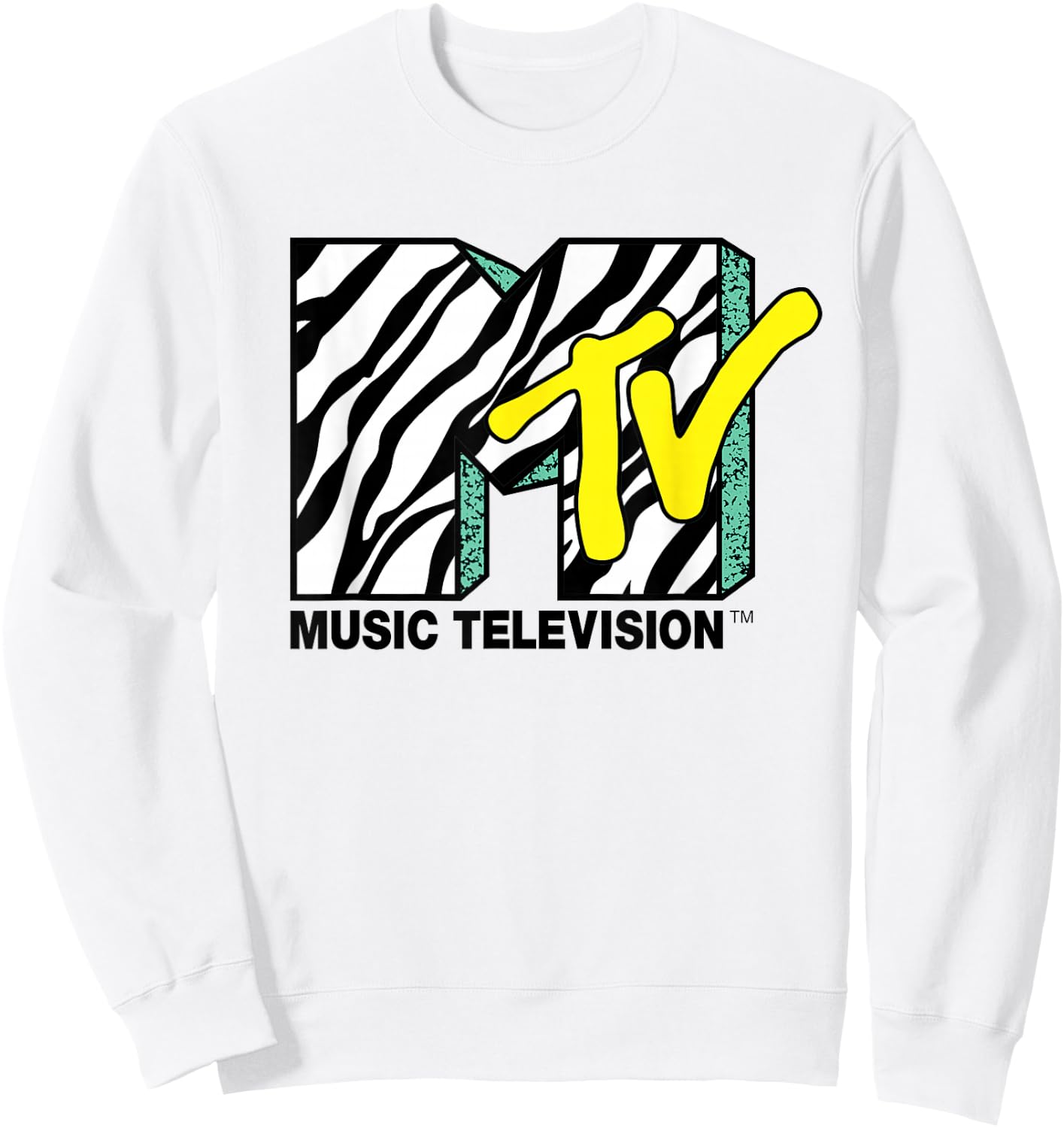 Zebra Print with Teal MTV Logo T- Shirts Sweatshirt - Sweatshirt | White