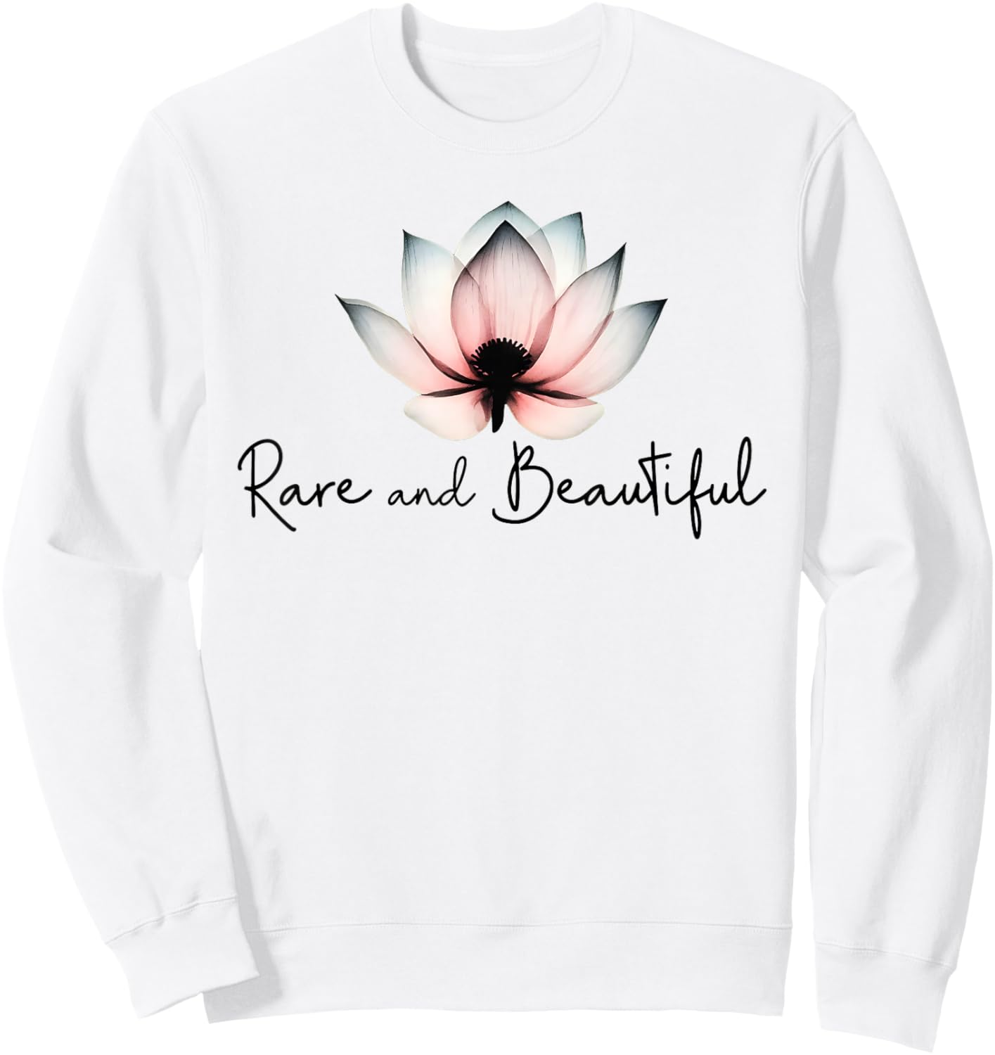 Rare and Beautiful Lotus Blossom Inspirational Design Sweatshirt - Sweatshirt | White