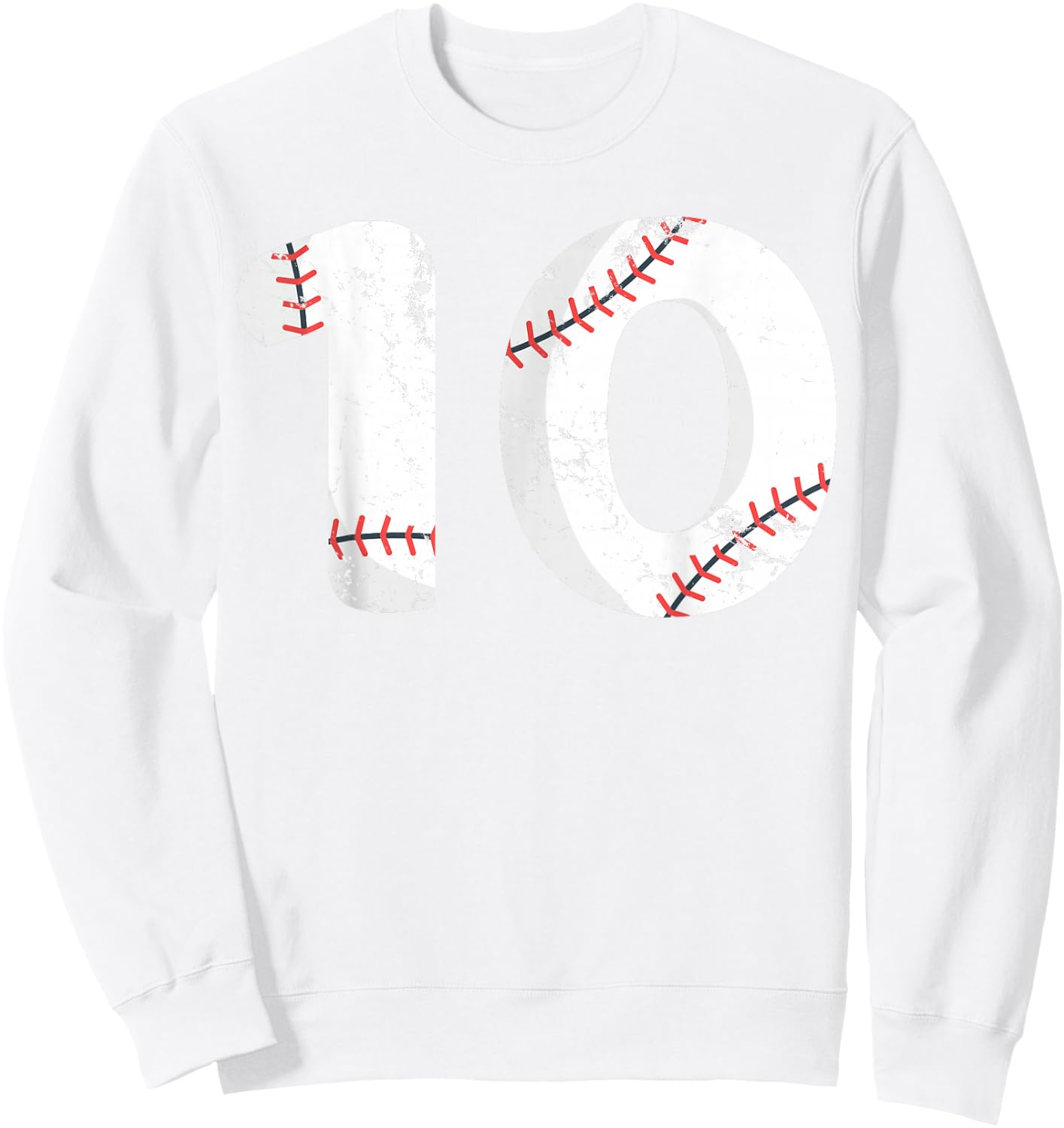 Number #10 BASEBALL Vintage Distressed Team Shirt Sweatshirt - Sweatshirt | White
