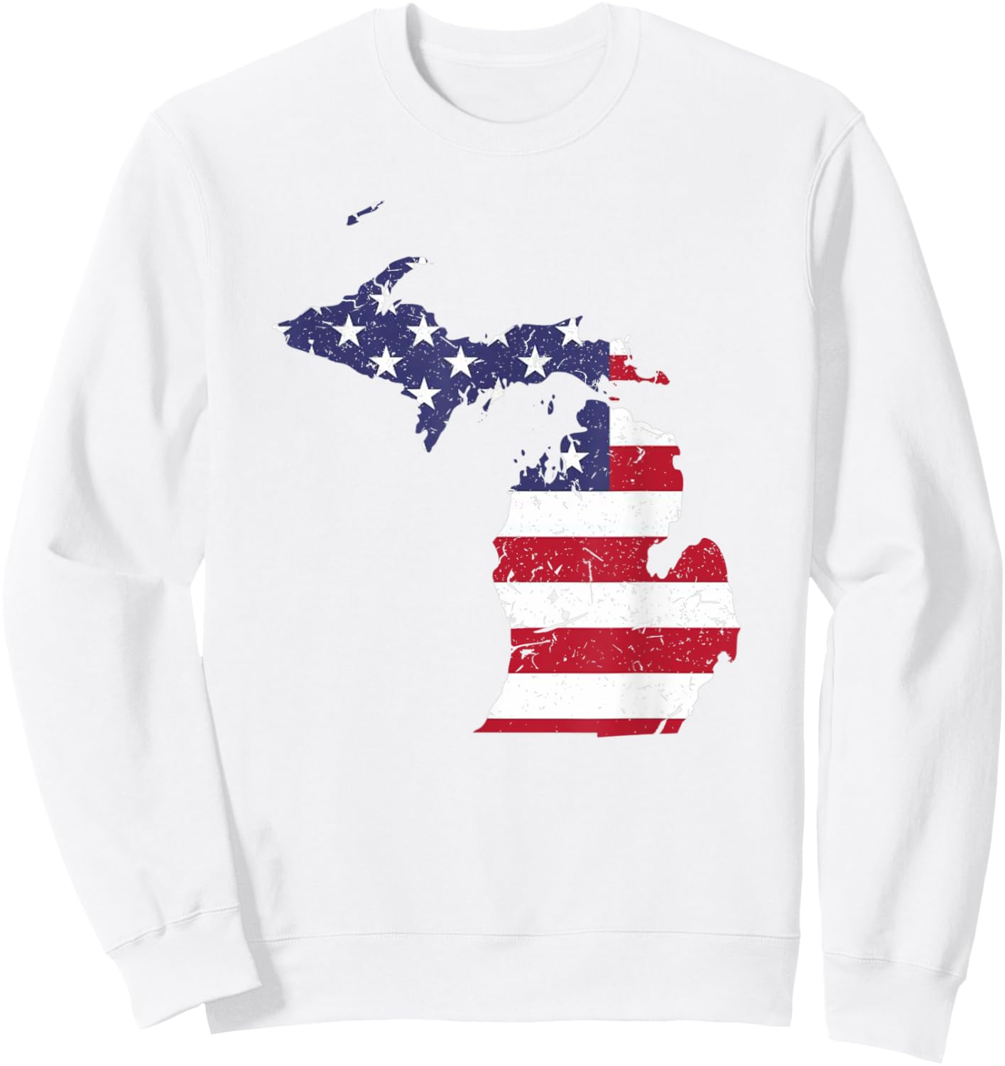Michigan Map State American Flag Shirt 4th Of July Pride Kids Men Sweatshirt - Sweatshirt | White