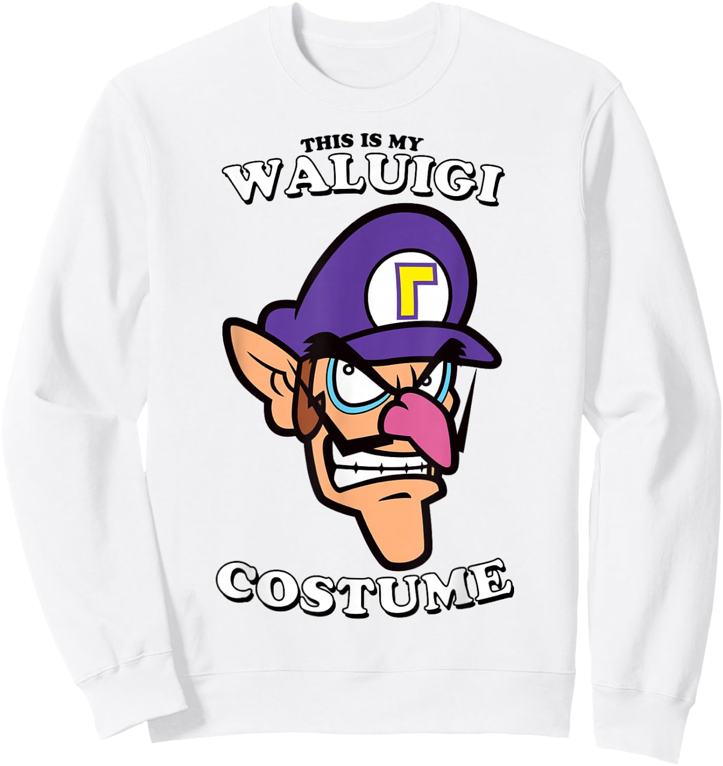 Super Mario Halloween Vintage This Is My Waluigi Costume Sweatshirt - Sweatshirt | White