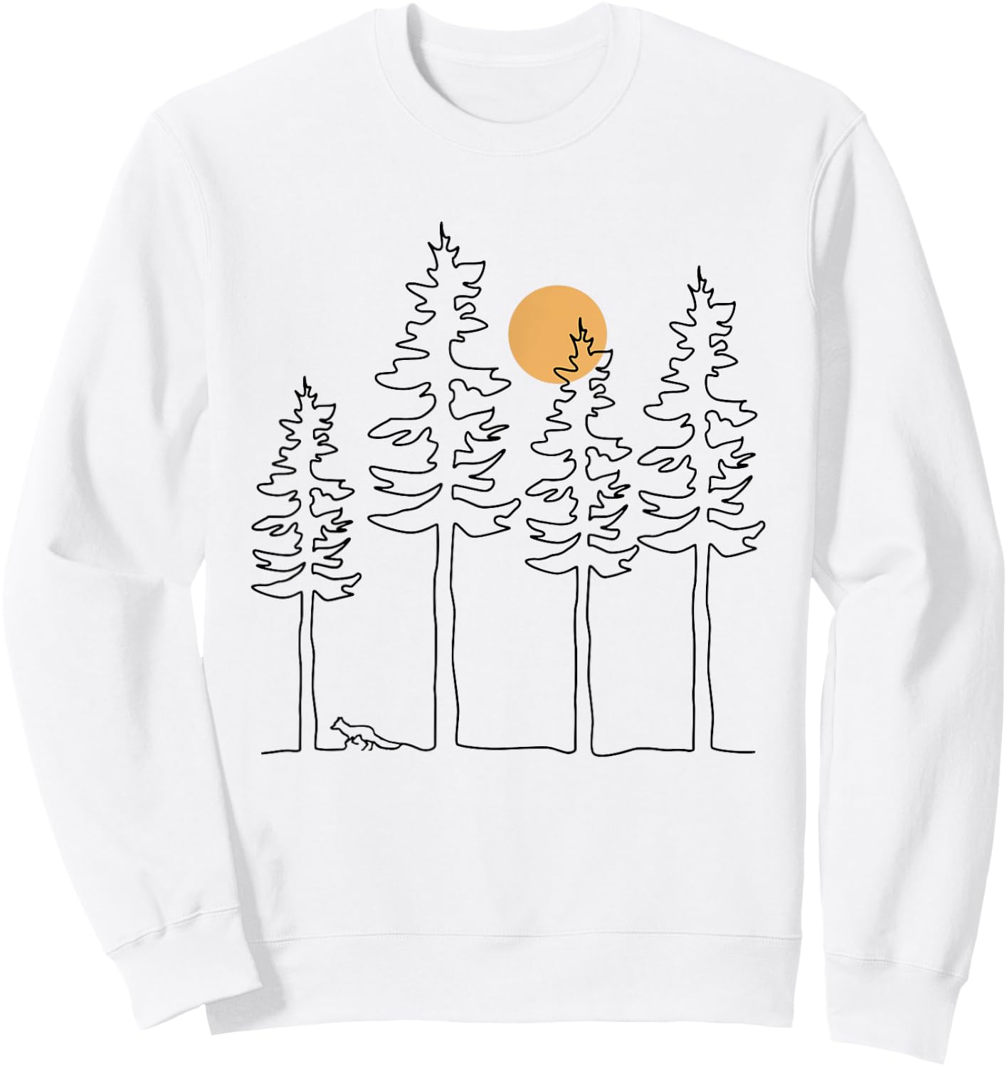 Fox Forest Outline Graphic Wildlife Wilderness Funny Sweatshirt - Sweatshirt | White