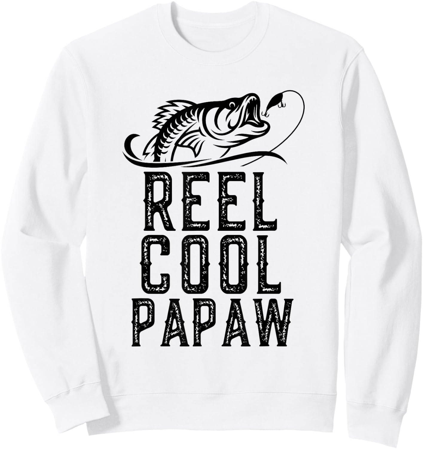 Reel Cool Papaw Fishing Fisherman Funny Grandpa Retro Sweatshirt - Sweatshirt | White