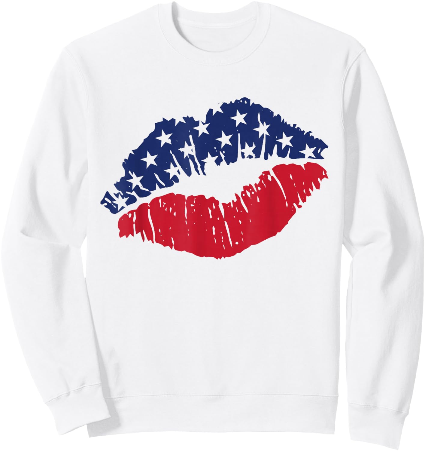 4th of July USA Flag Kiss Lips Patriotic Sweatshirt - Sweatshirt | White