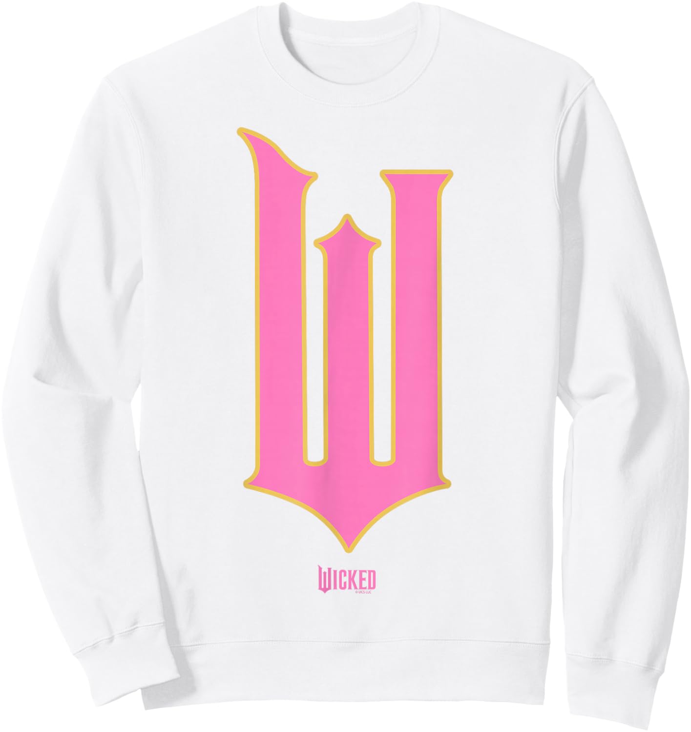 Wicked Movie W Logo Pink Goes Good with Green Sweatshirt - Sweatshirt | White